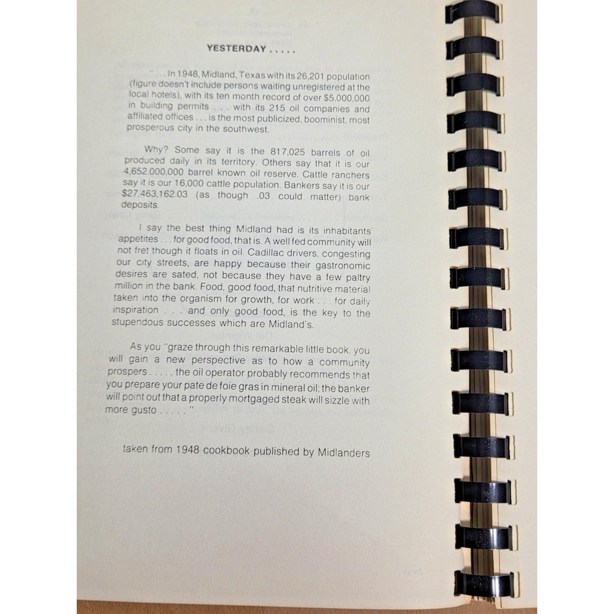 Vintage 1983 Midland Texas MLSA Legal Secretaries Cookbook & Local History