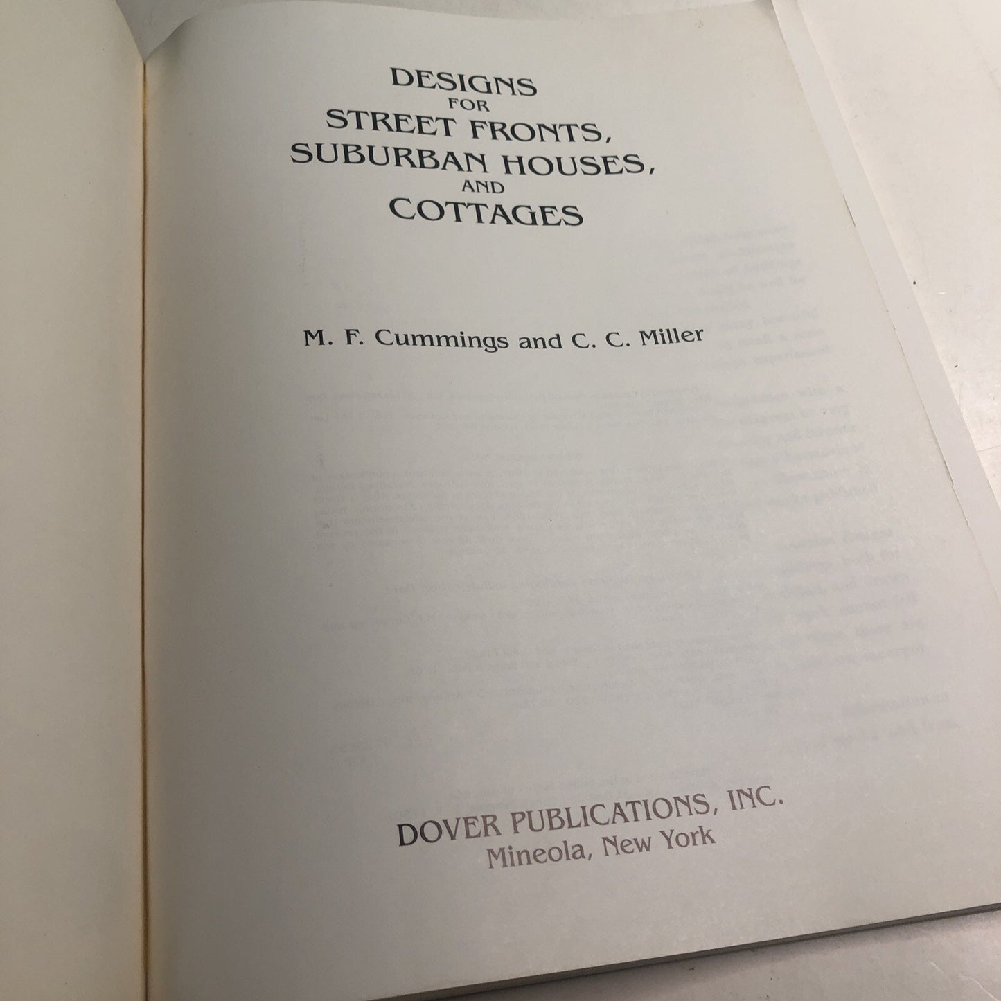 Designs for Street Fronts, Suburban Houses and Cottages Cummings & Miller 1997