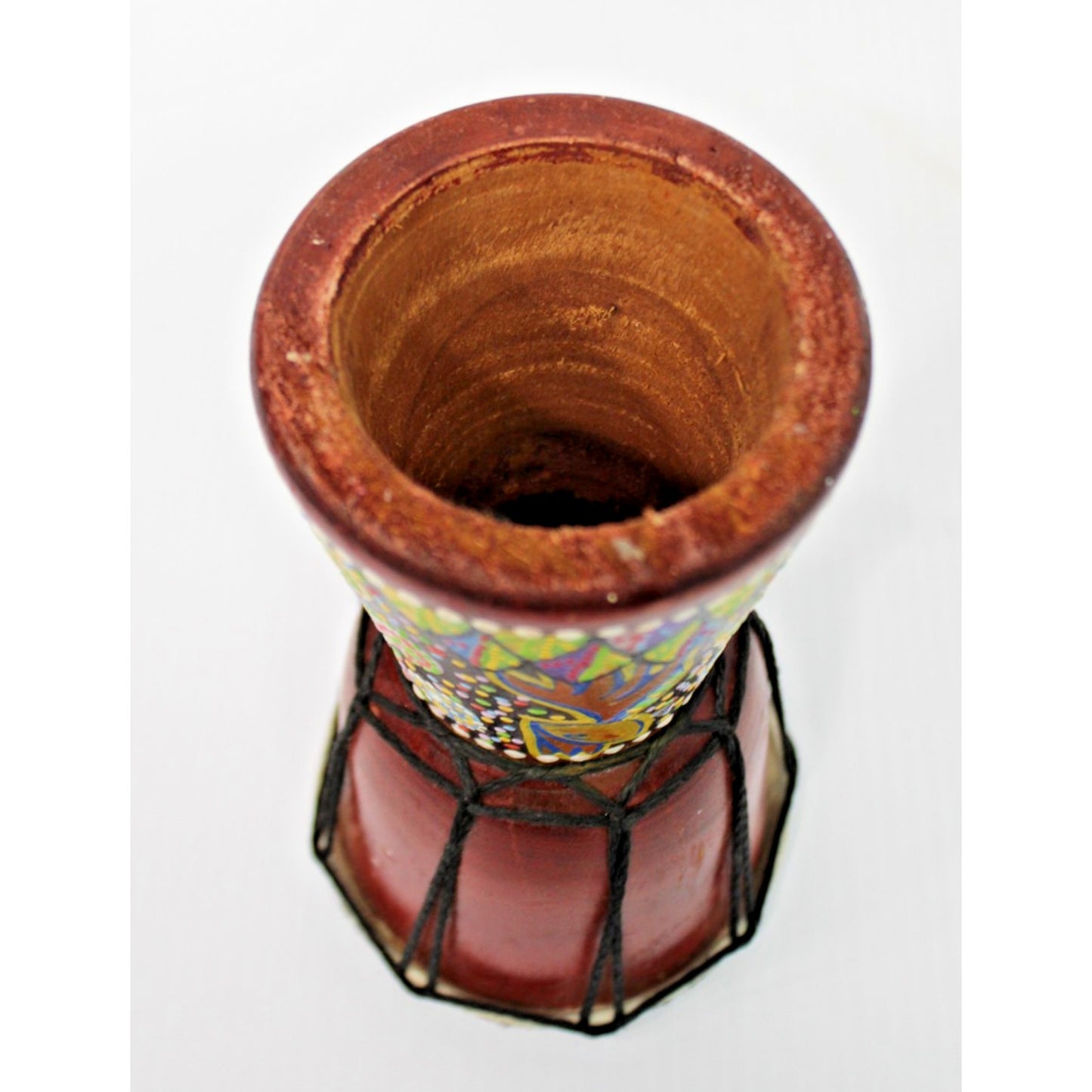 Small 8" Tall DJEMBE HAND DRUM, Beautifully Decorated Base, Made in Indonesia
