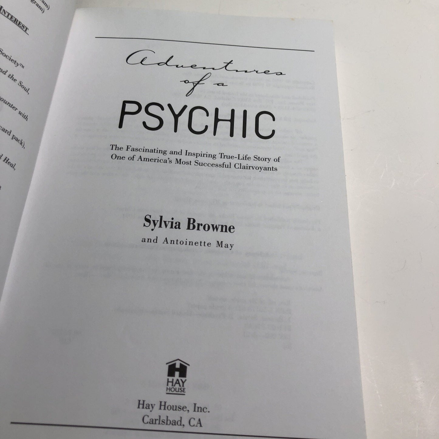 Adventures of a Psychic By Sylvia Browne & Antoinette May 1998 PB
