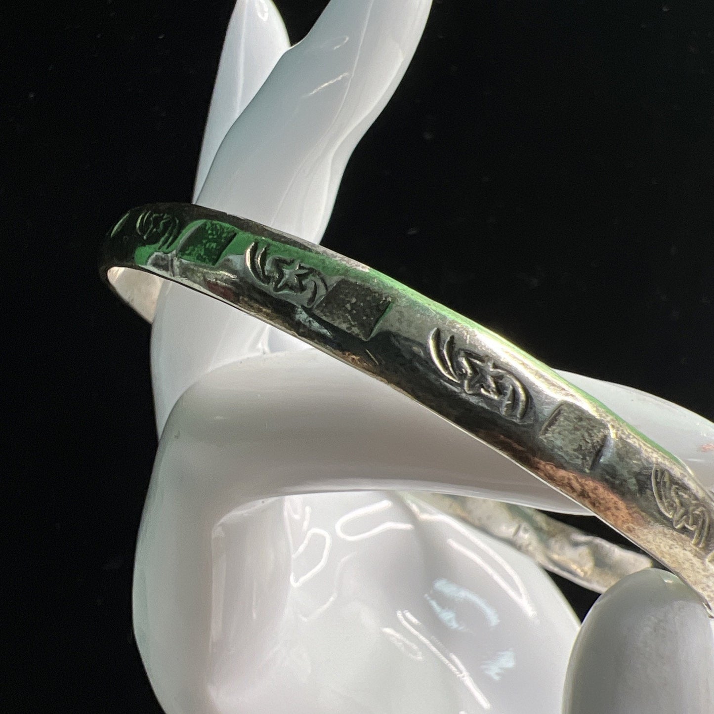 Vintage Taxco Sterling Silver Bangle Bracelet 925 Mexico Hammered Star Motif