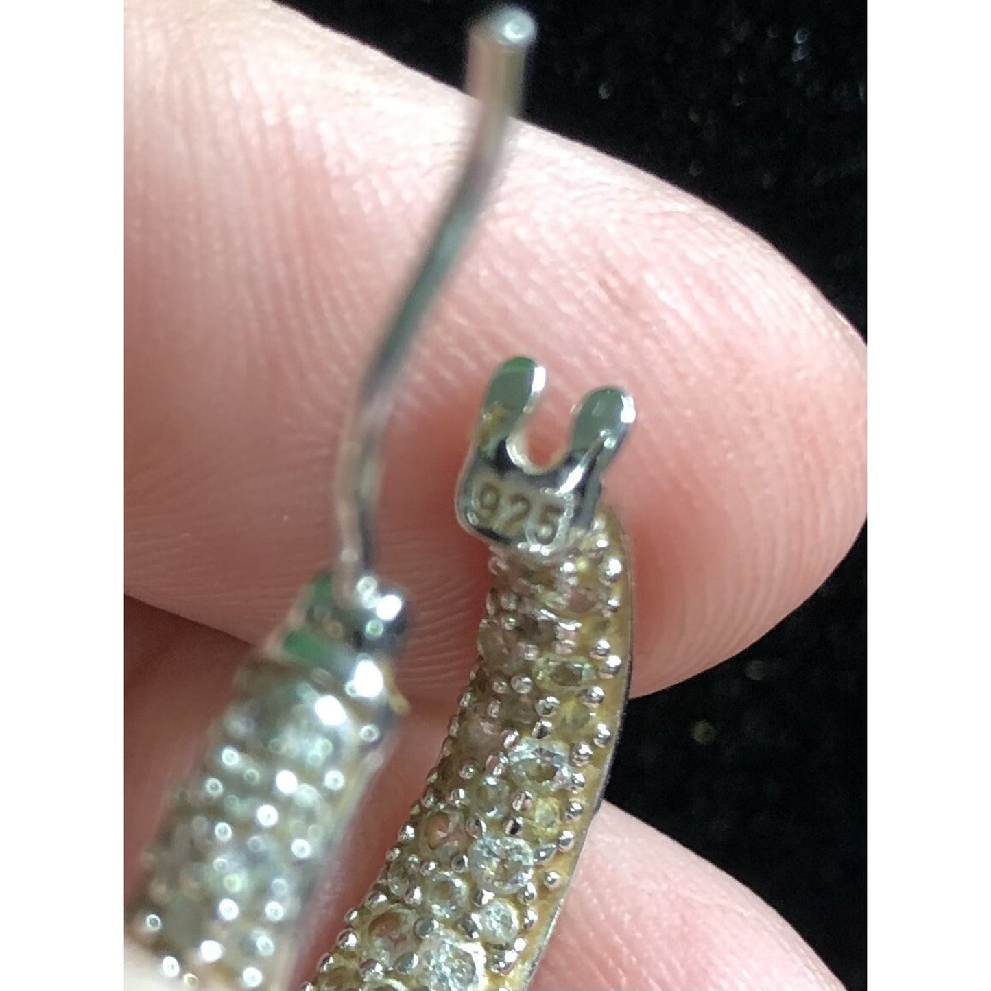Vintage Sterling Silver Pave Set Rhinestone Earrings