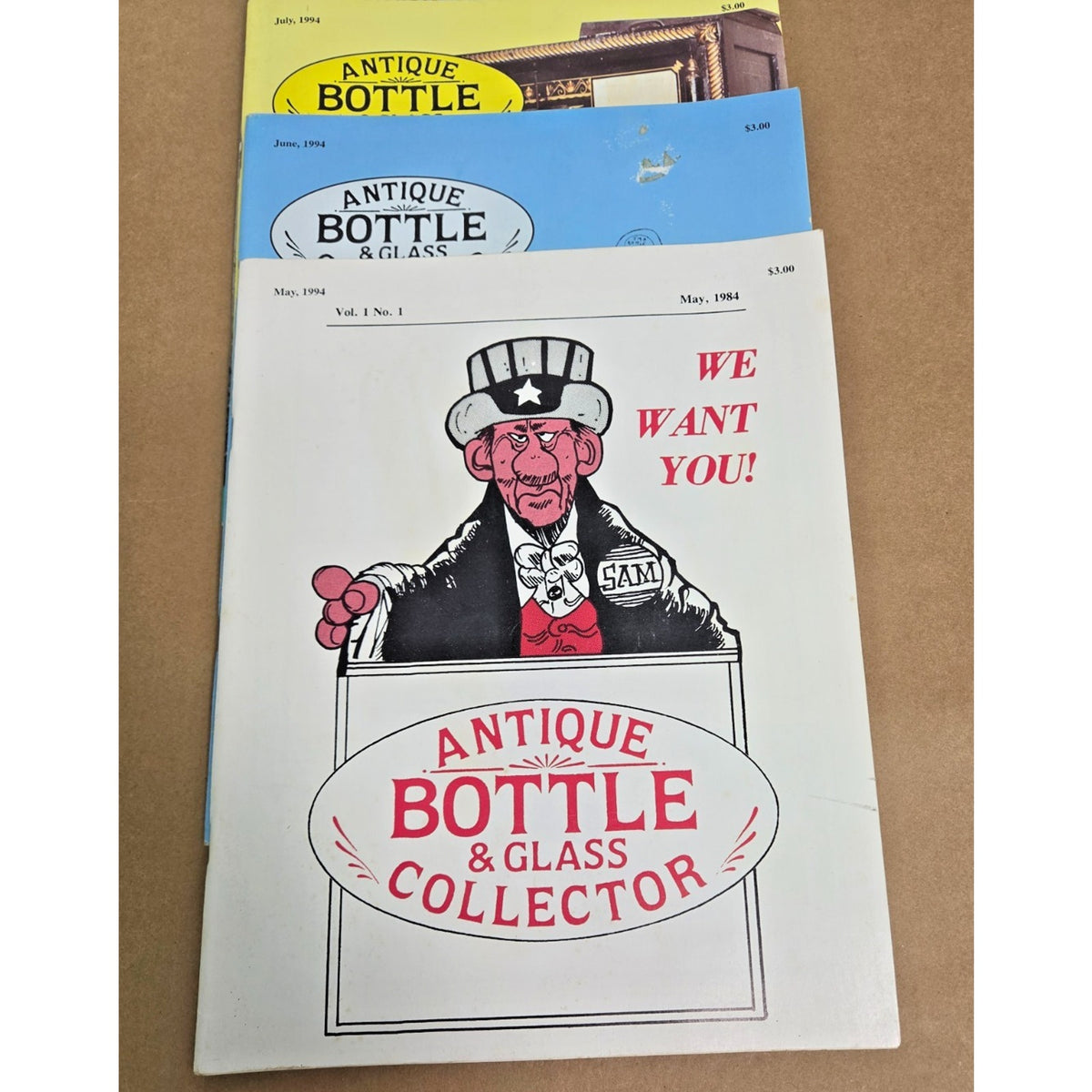 Vintage Antique Bottle & Glass Collector Magazine Lot 1984 1994 11 Issues
