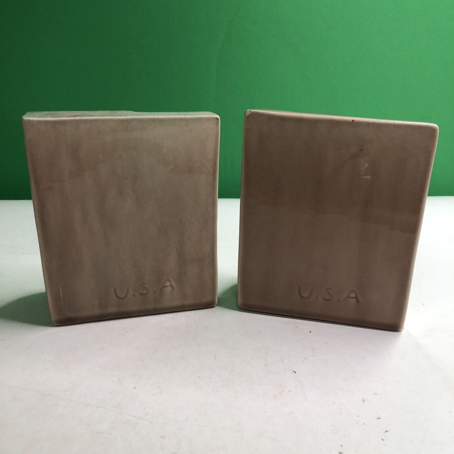 Vintage Art Pottery Bookends USA Asian Buddah Chinese Design