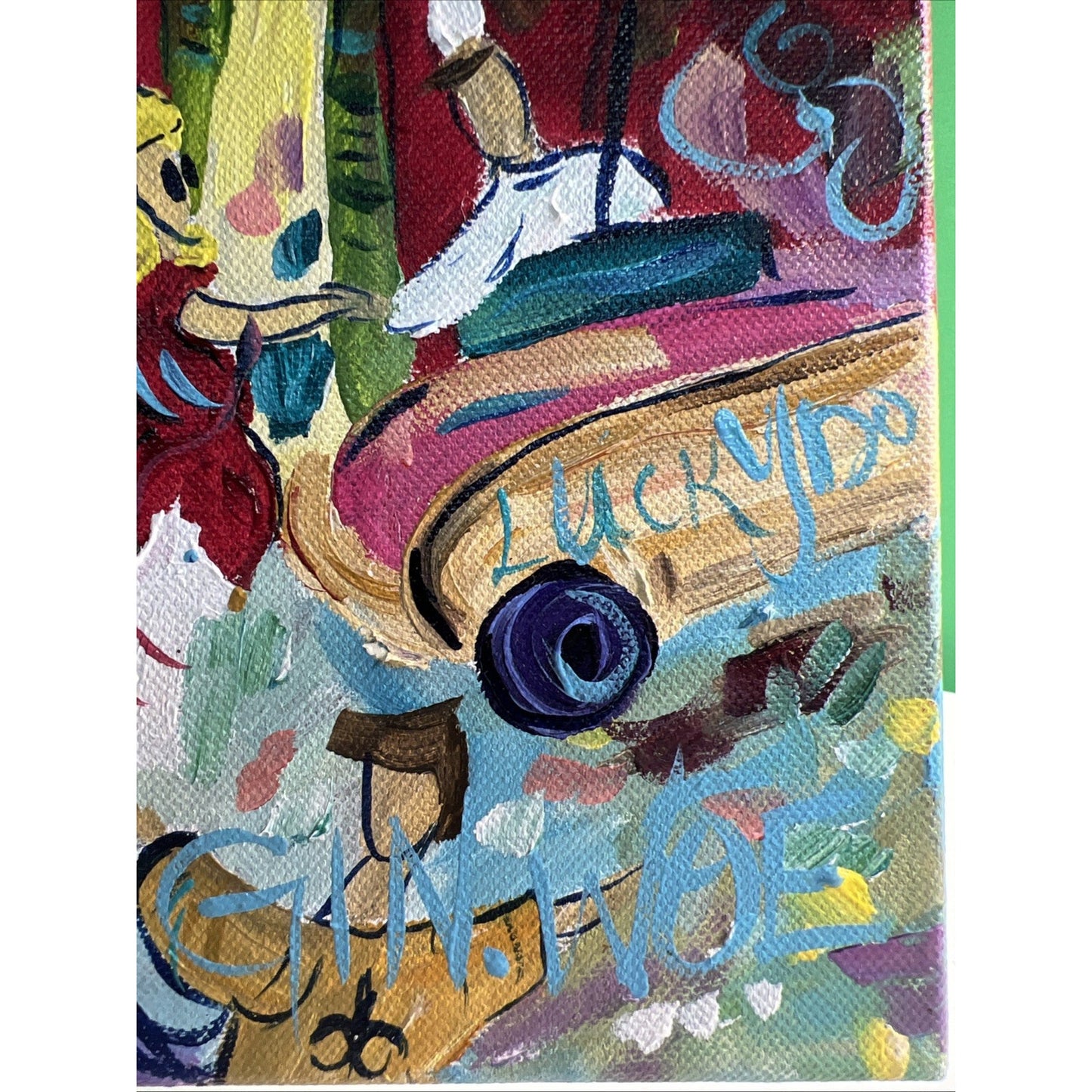 Mobile Alabama Artist Ginger Woechan Original Canvas Street Art “Red On Royal”