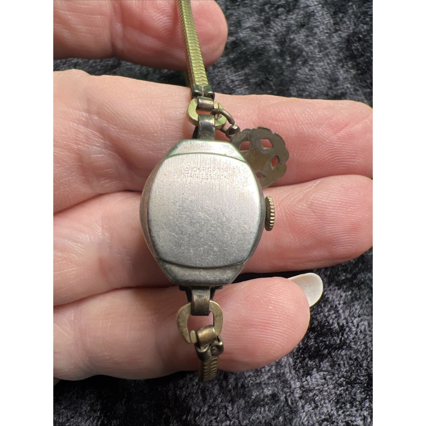 VINTAGE WELSBRO 21 JEWELS SWISS MECHANICAL WOMEN'S WATCH 10K RGF TOP SS BACK