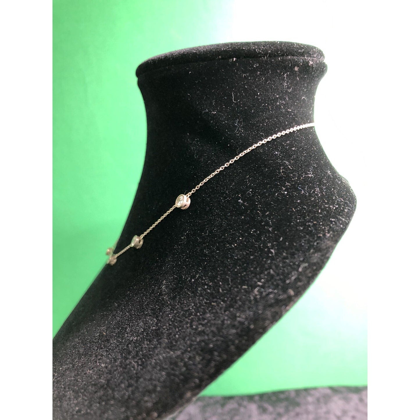 Vintage Sterling Silver & Bezel Set Rhinestone Retro Choker Necklace 17”