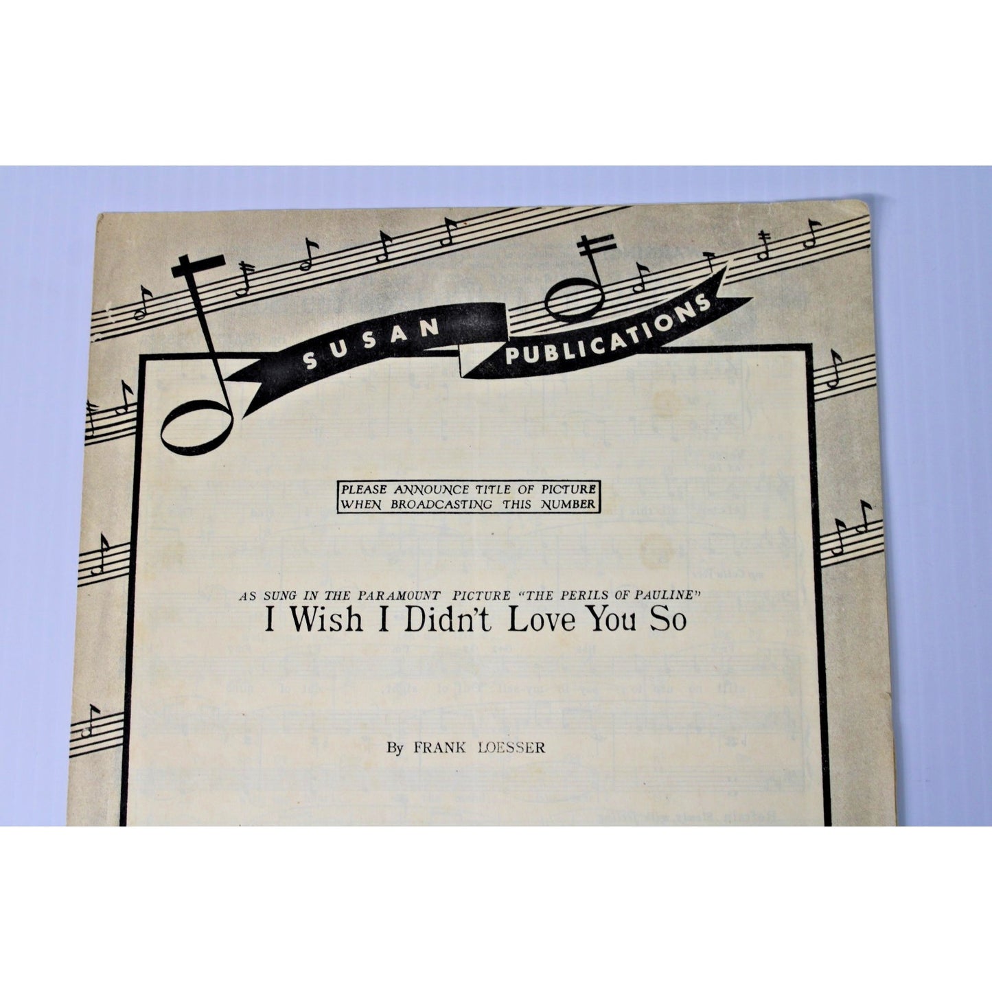 1947 Sheet Music for Broadcast- Perils of Pauline- Paramount Pictures- RARE!!!