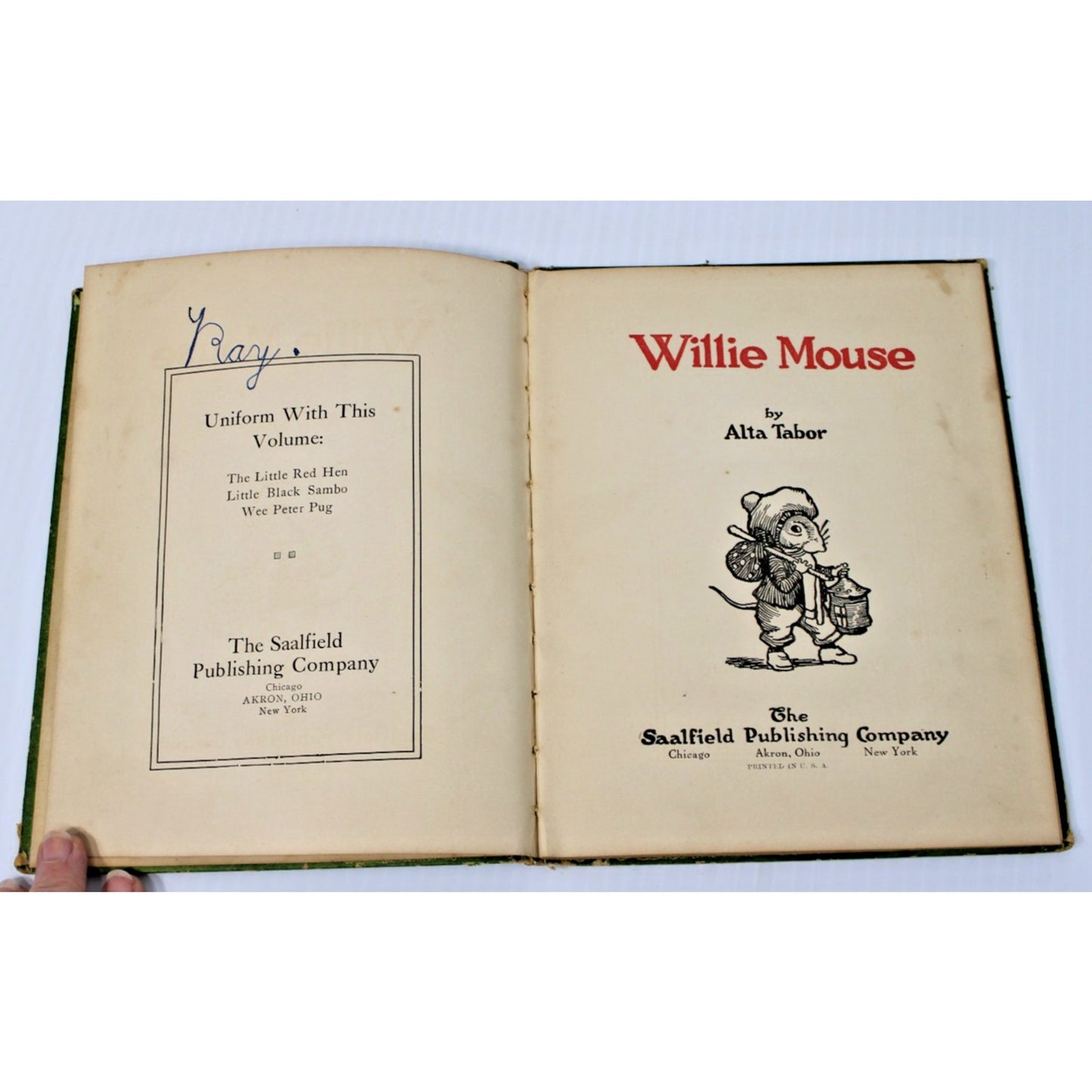 1927 Antique Children's book- Willie Mouse: Story of a Little Animal- Alma Tabor