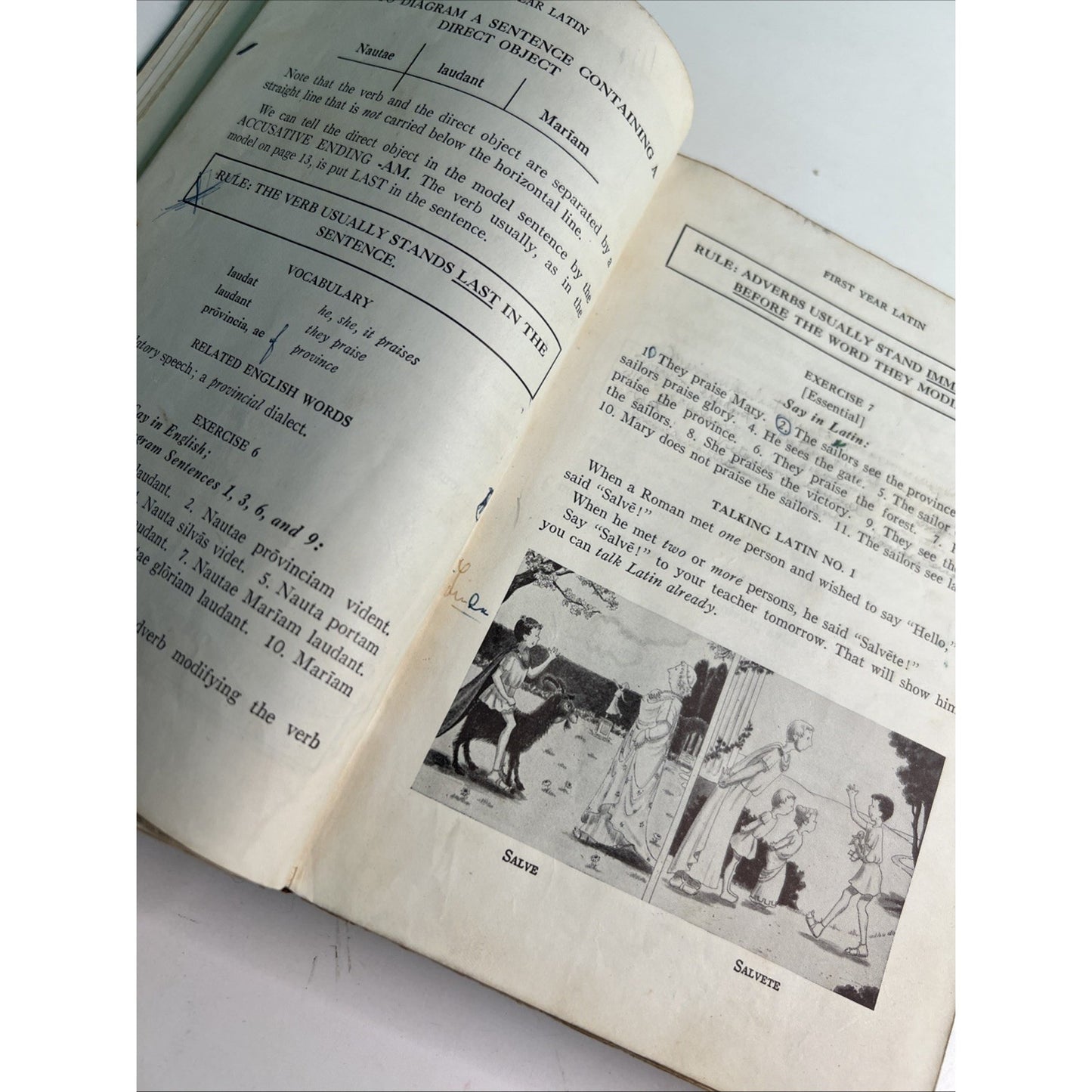 Robert J. Henle First Year Latin 1945 Hardcover Vintage Textbook Damaged