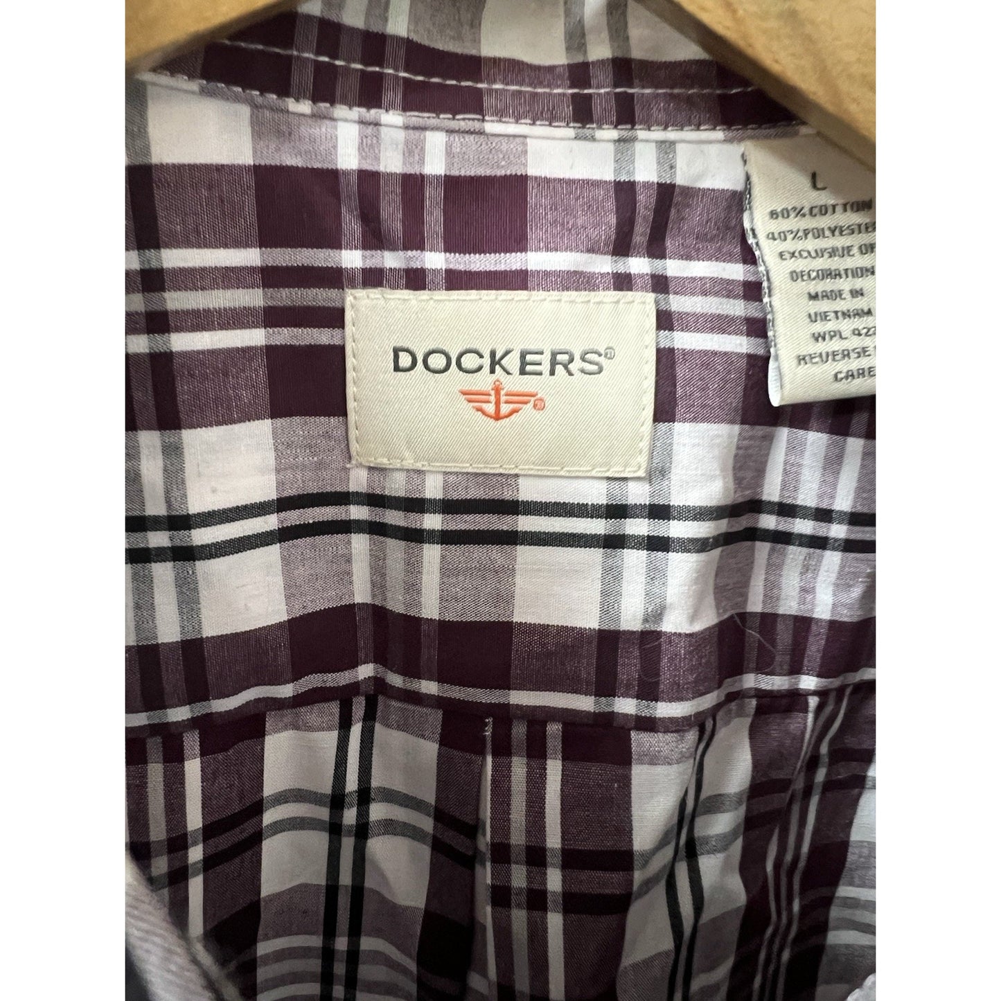 Dockers Men’s Plaid Button‑Up Shirt Size L Large Long Sleeve Casual Classic