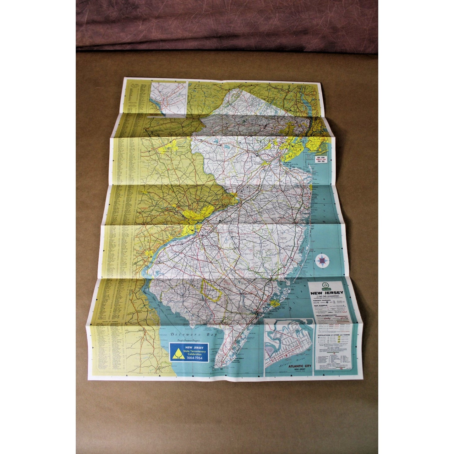 Vintage Cities Service Gas New Jersey Map 1964