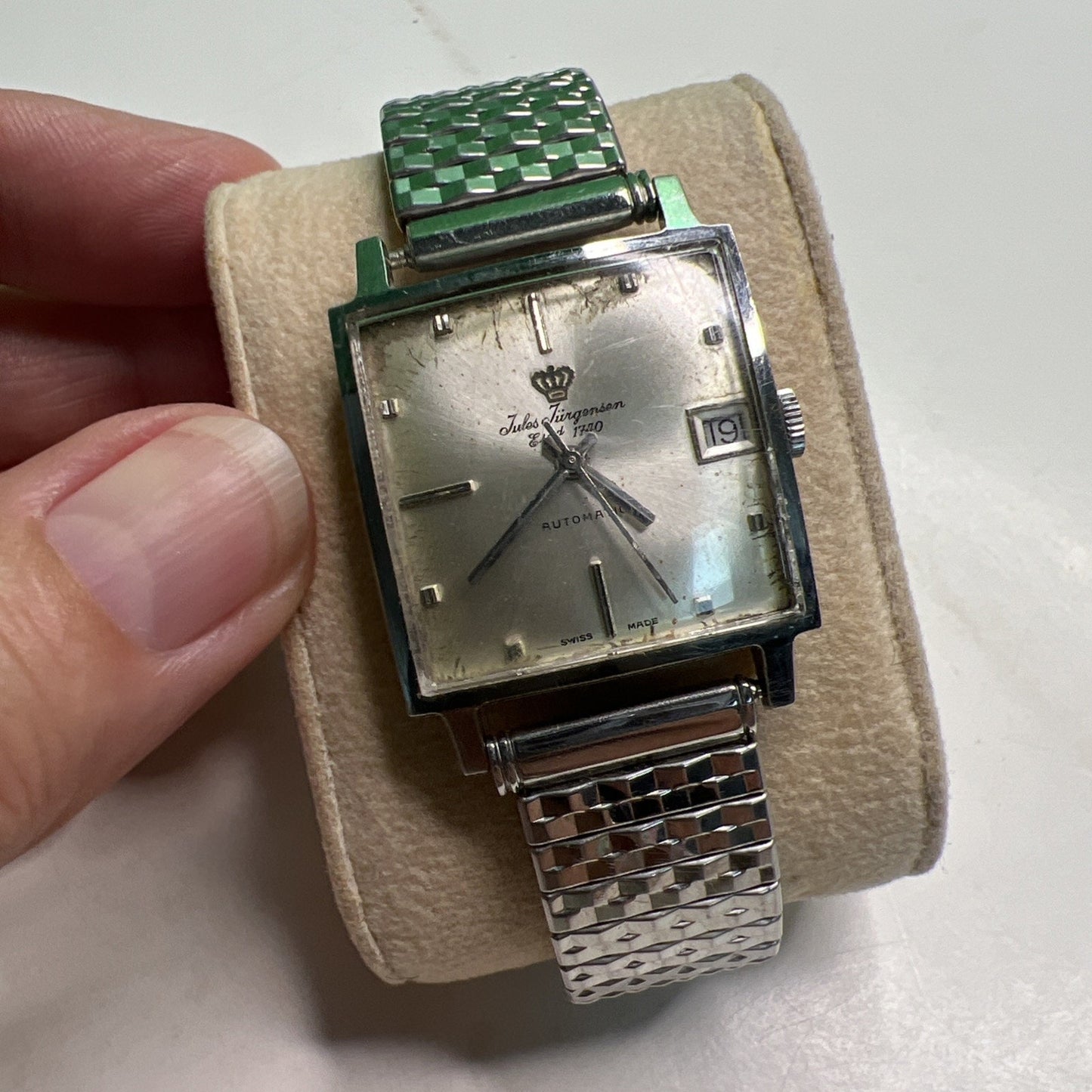 Vintage Swiss Made Jules Jurgensen Watch Stainless Steel Automatic Date Parts