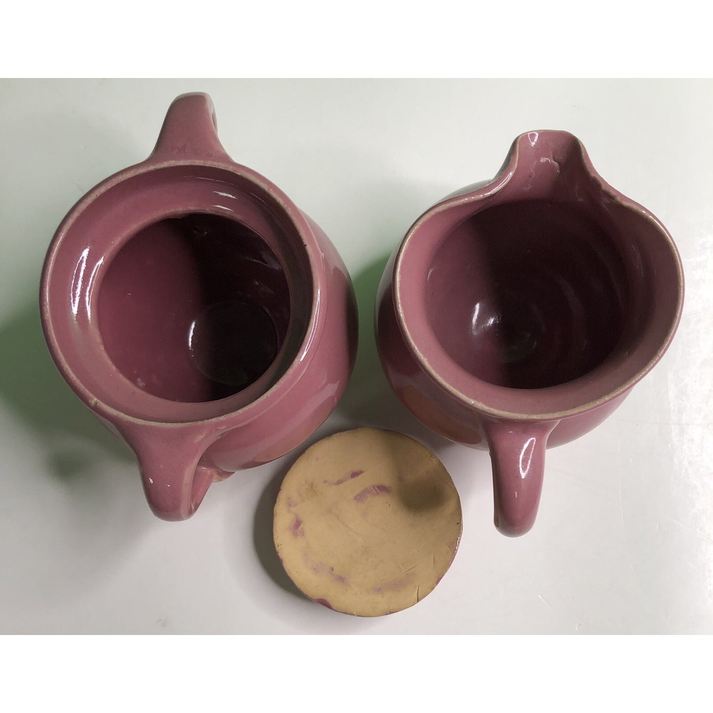 Early Antique CORNELISON POTTERY Bybee Kentucky SUGAR & CREAMER SET Hand Made