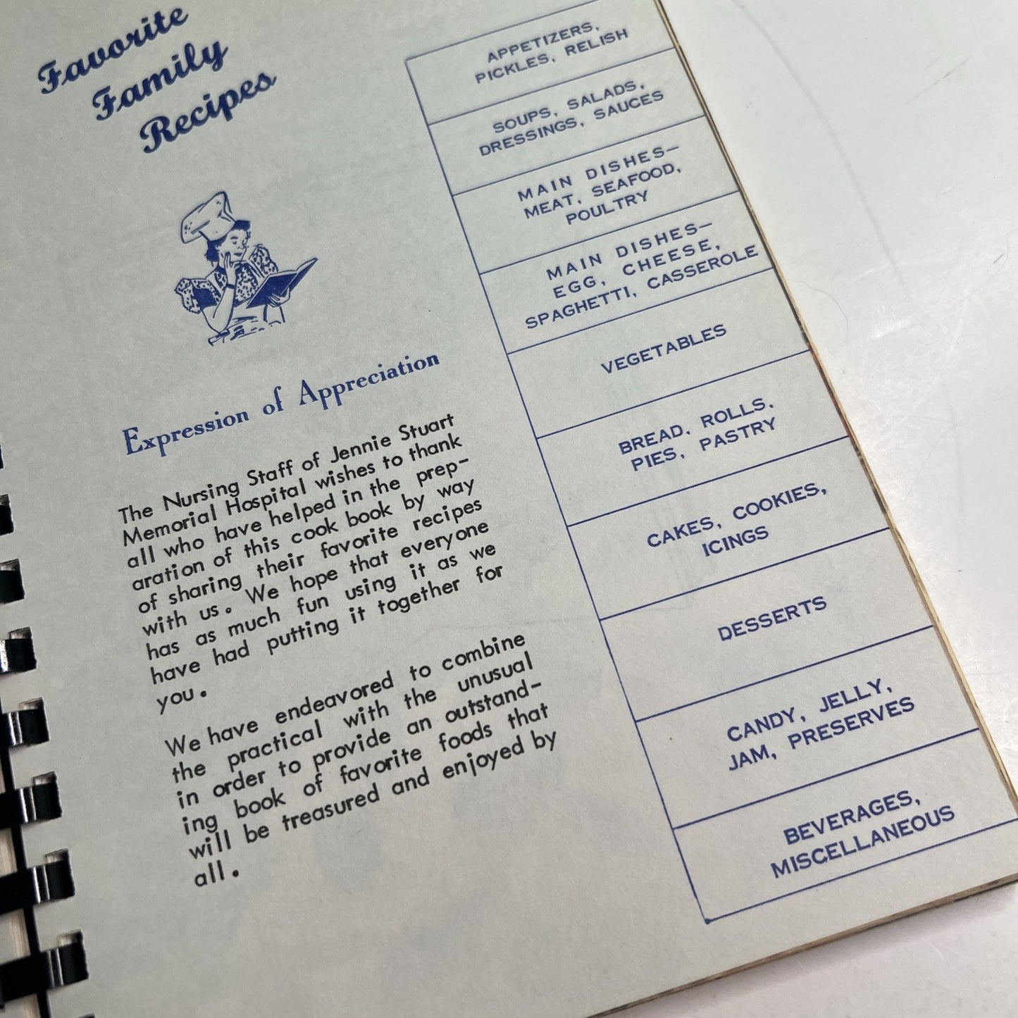 Vintage 1970s Cookbook by The Nursing Staff Jennie Stuart Memorial Hospital
