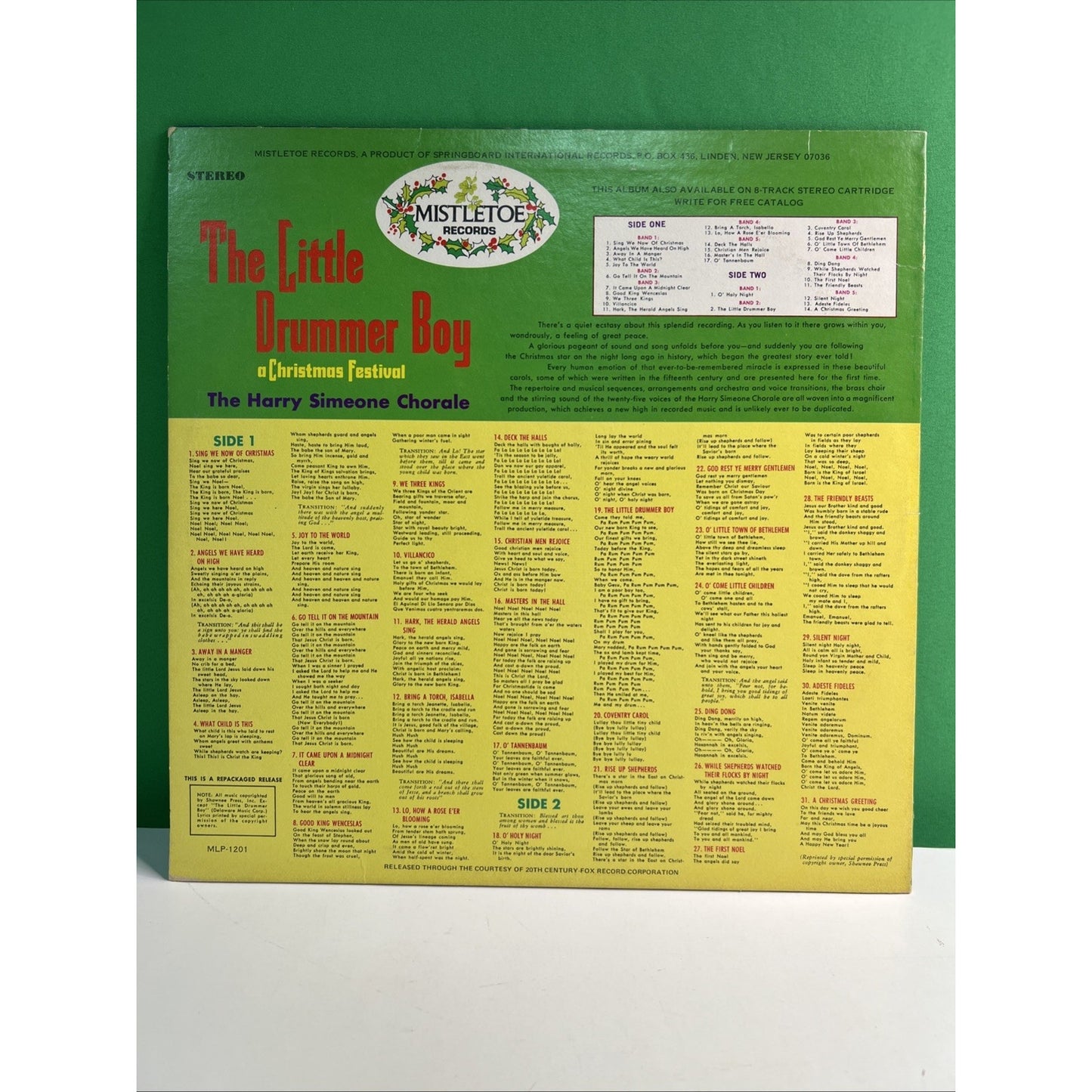 The Little Drummer Boy A Christmas Festival The Harry Simeone Chorale LP Record