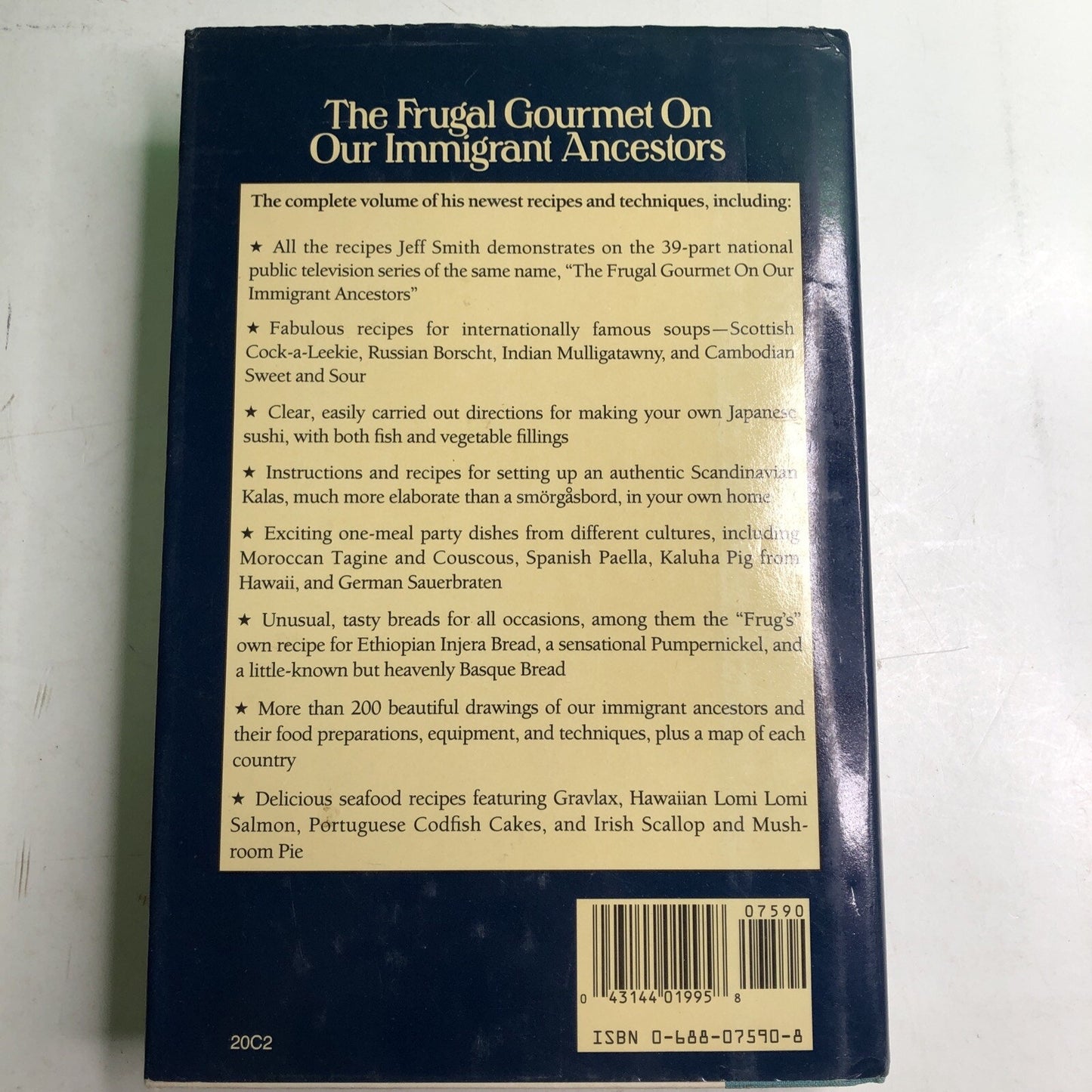 The Frugal Gourmet On Our Immigrant Ancestors By Jeff Smith HC DJ 1990 First Ed.