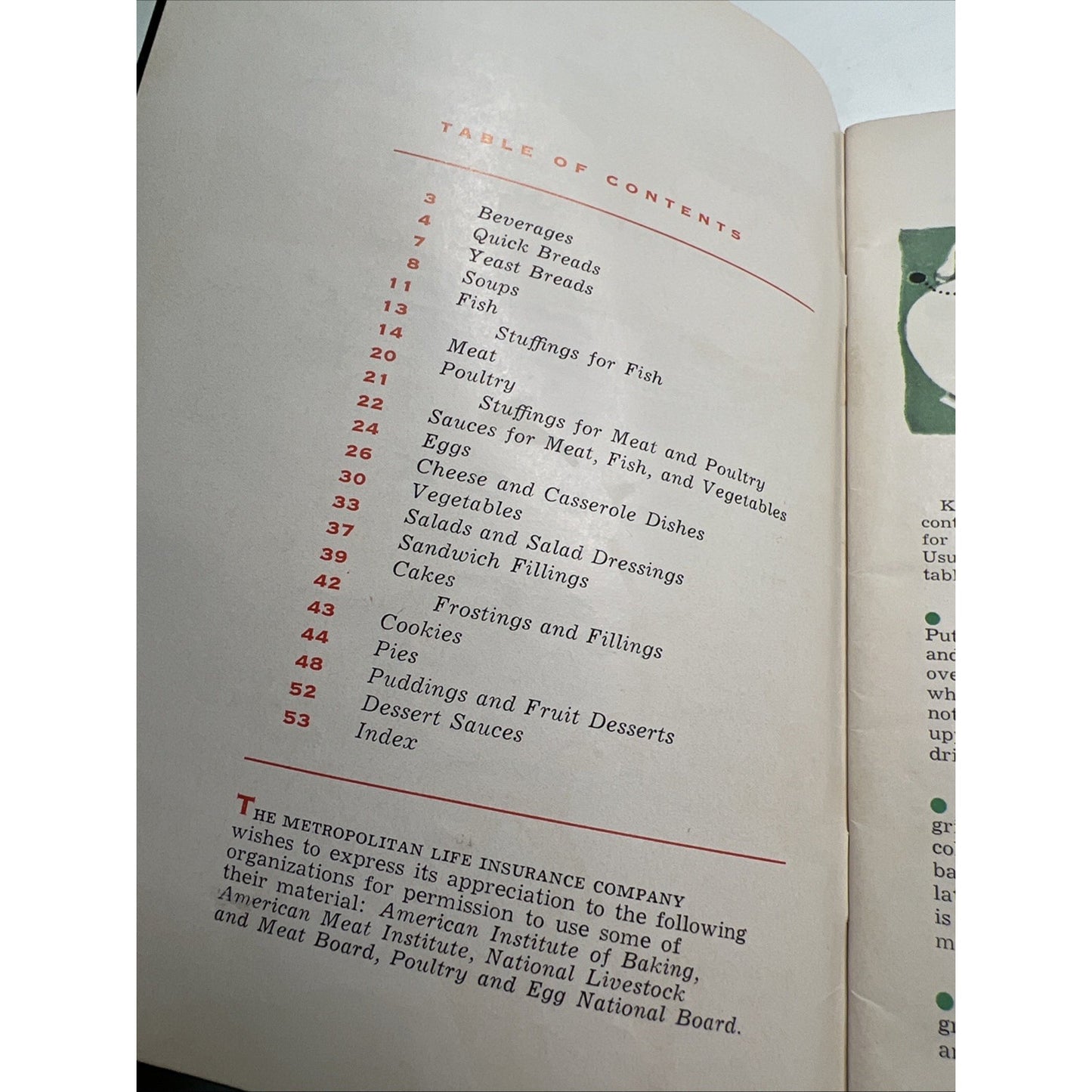 Vintage 1955 METROPOLITAN LIFE INSURANCE COMPANY ADVERTISING COOK BOOK Recipes