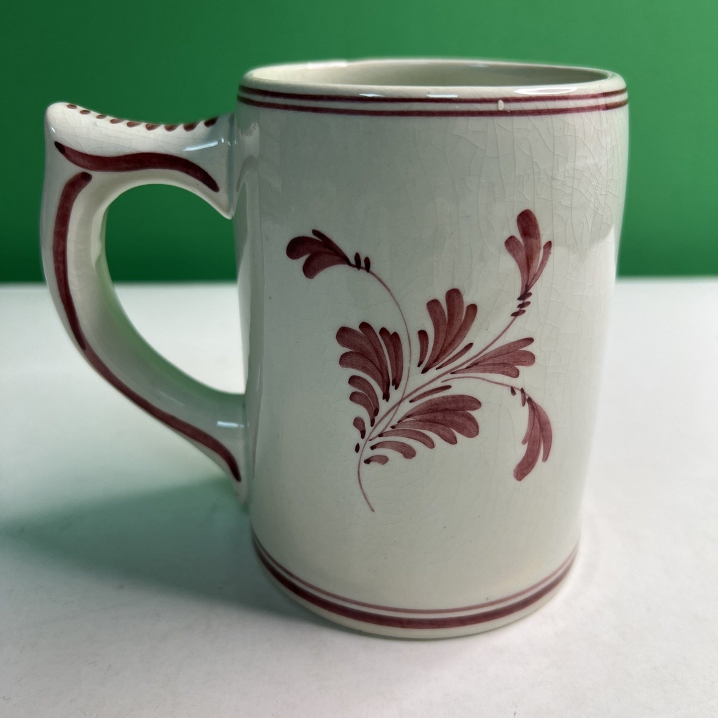 Vintage Hand Painted Delft Red Holland Dutch Windmill Stein Mug Original Sticker