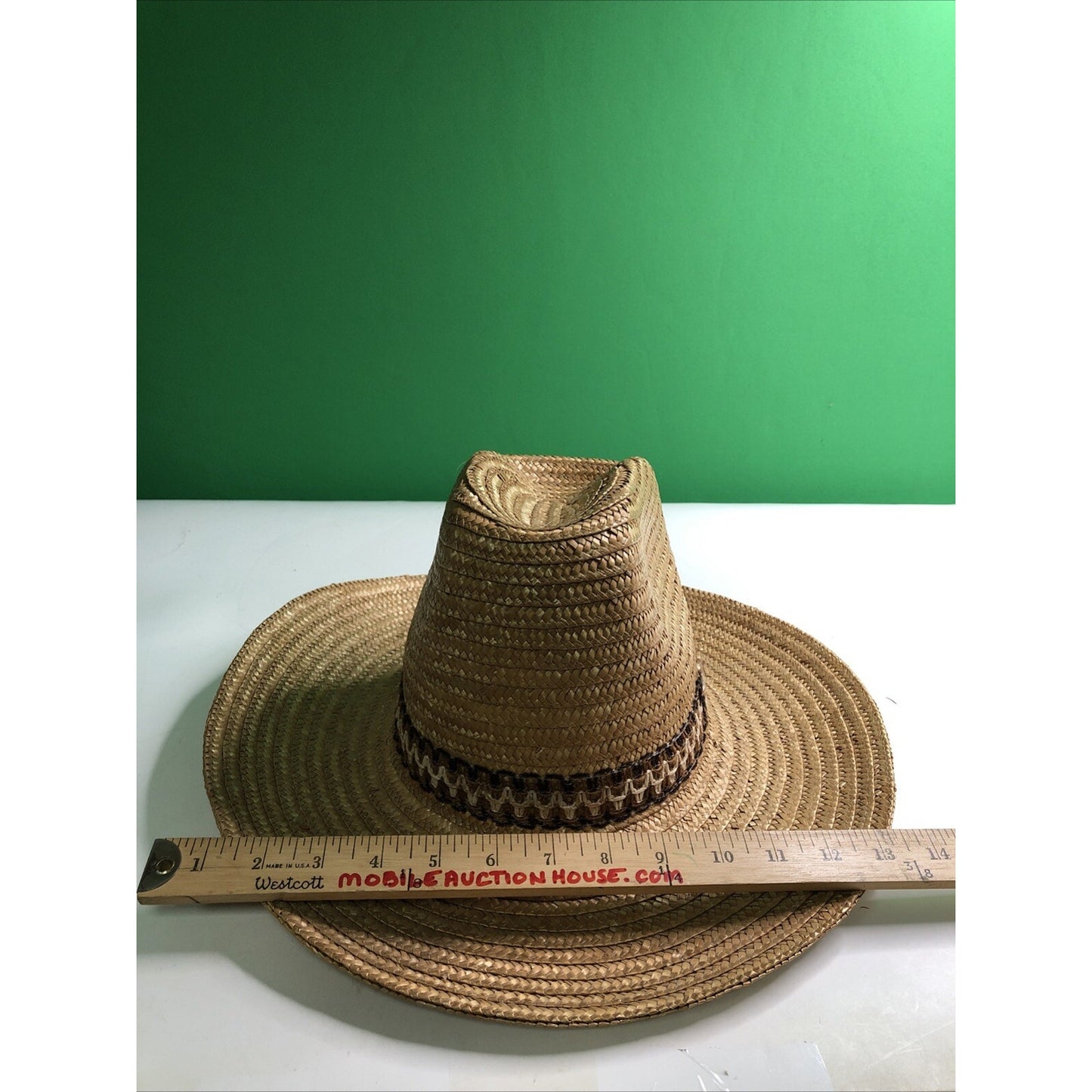 Vtg Stomper Western Style Cowboy Cowgirl Hat Straw Tan Rodeo Farm Made in Italy