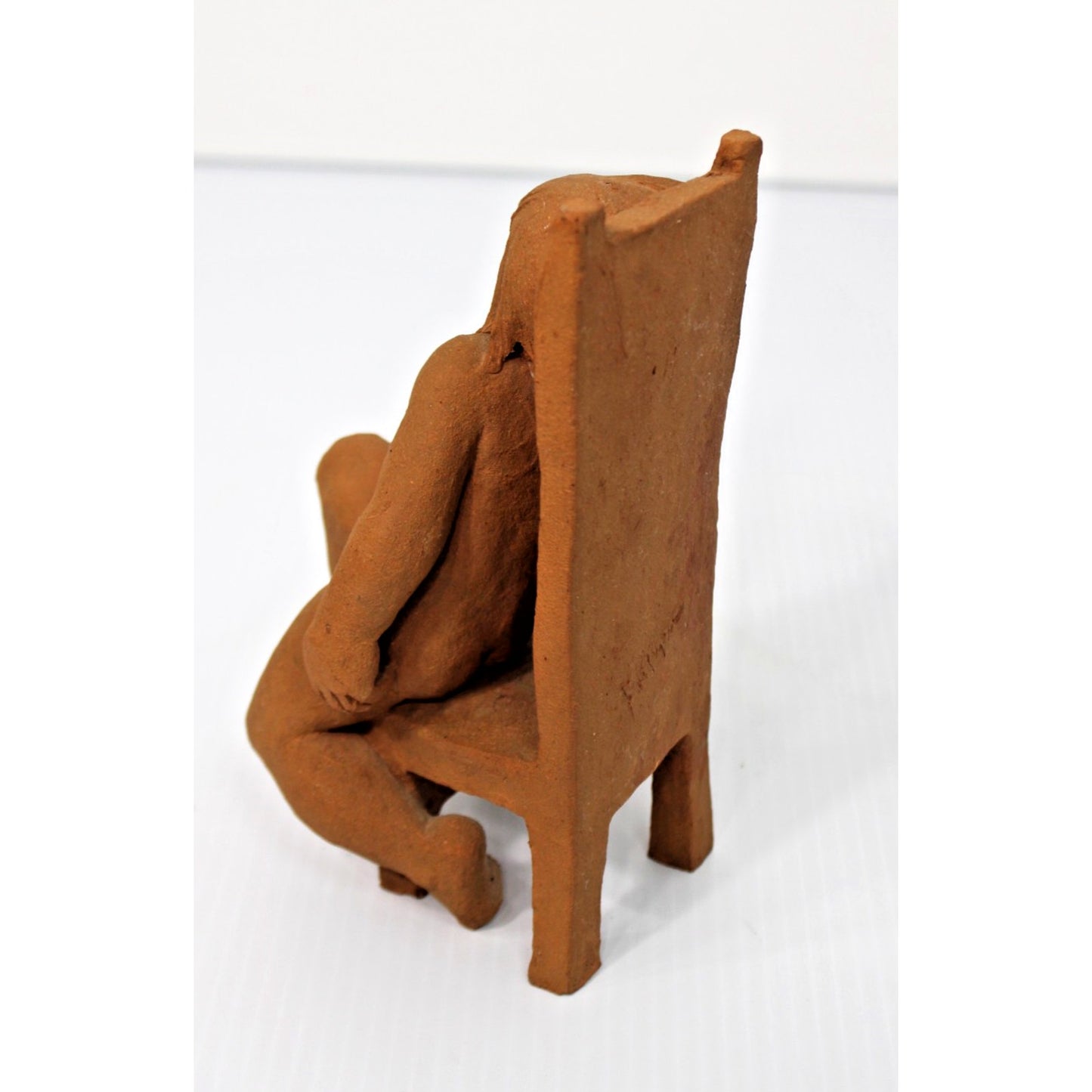 Original Art Sculpture- Terra Cotta- Seated Nude, Signed, 7.75" H