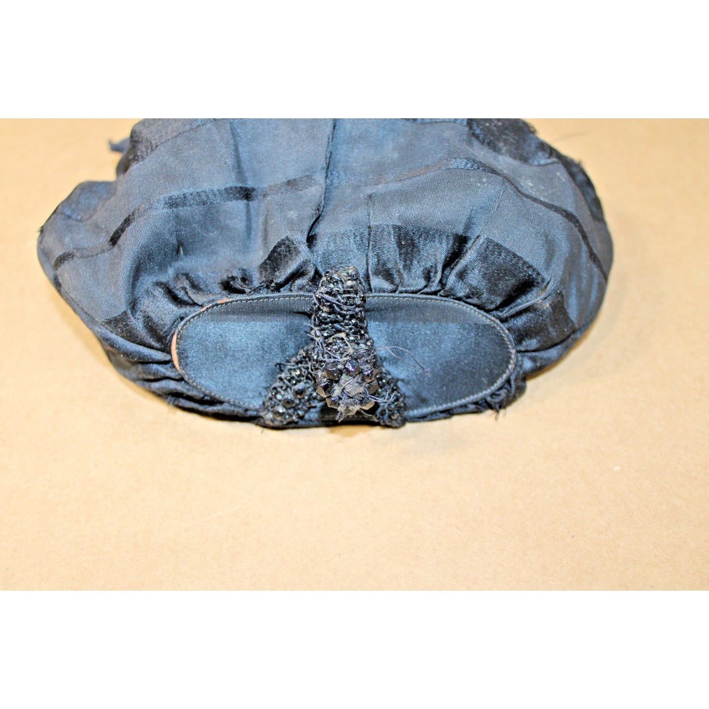 Victorian Silk Reticule Bag w/ Lace Collar & Beaded Gloves, Mourning, Formal
