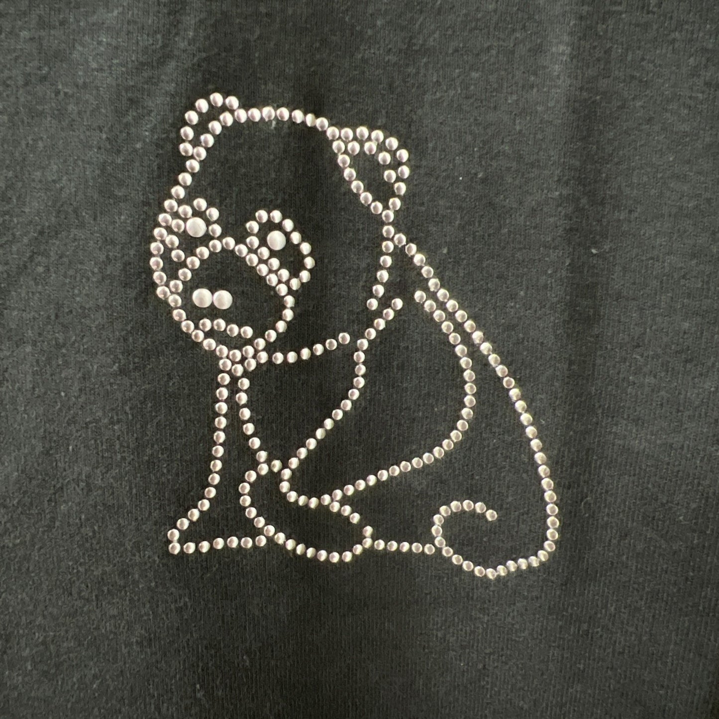 Swarovski Embossed Panda Bear Women's Black Short Sleeve Tee Size Large Cotton