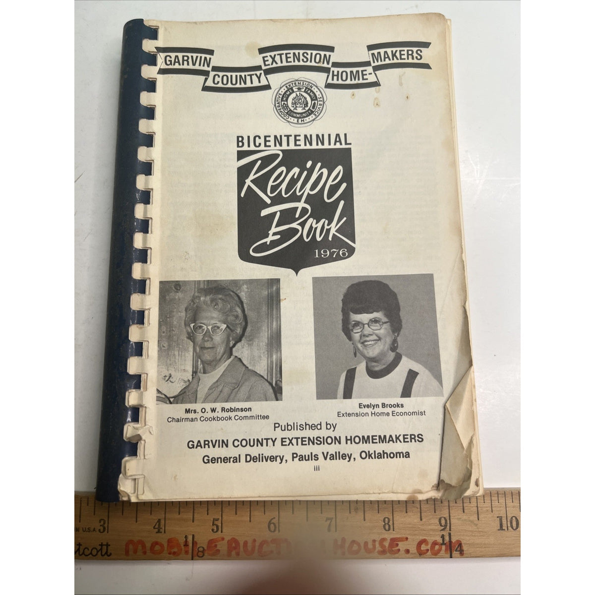 1976 Garvin County Extension Homemakers Bicentennial Recipe Cookbook OK