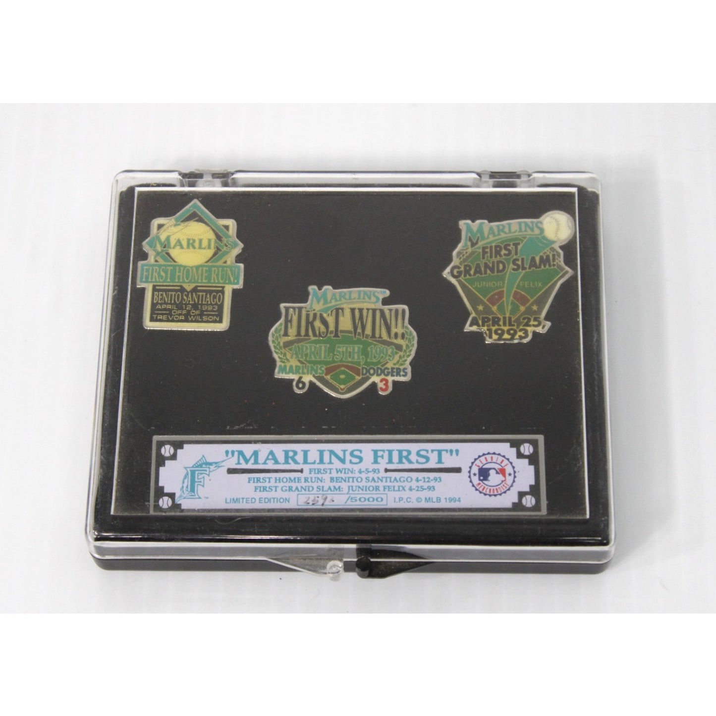 1993 Florida Marlins First Win Pin Tack Set of 3 LMTD Edition 2592/5000 4-5-93