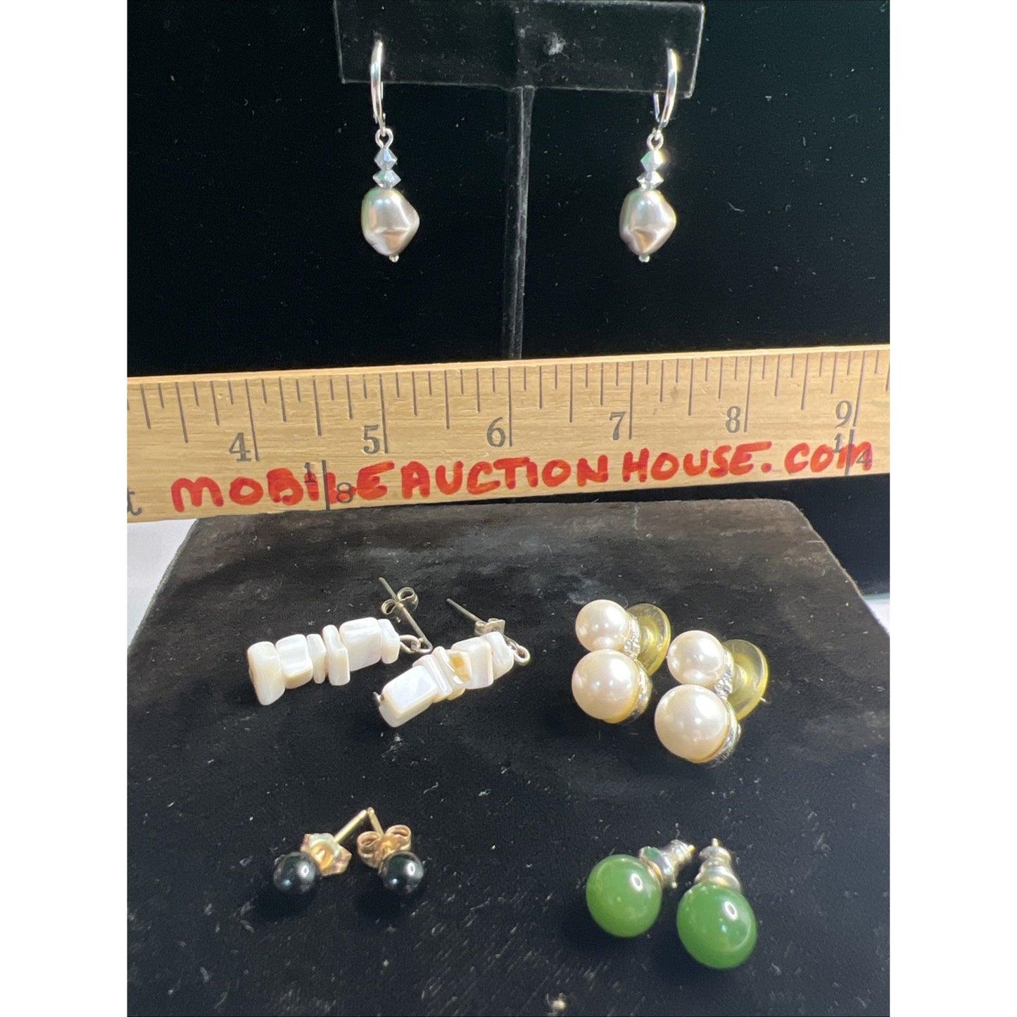 LOT OF MIXED STUD POST & DANGLE EARRINGS 5 PAIRS Variety