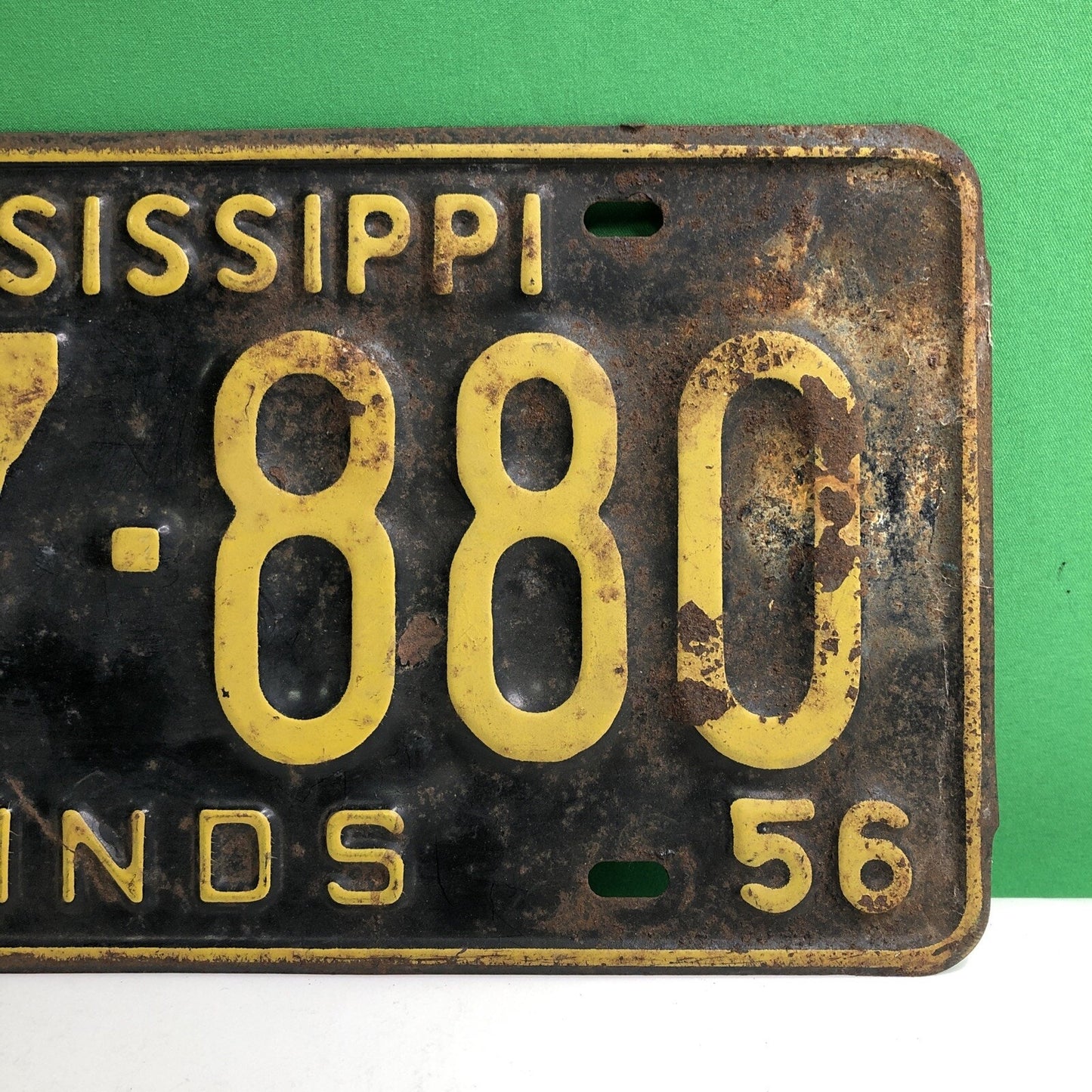 1956 Mississippi License Plate Car Tag Rat Rod Hinds County October Original