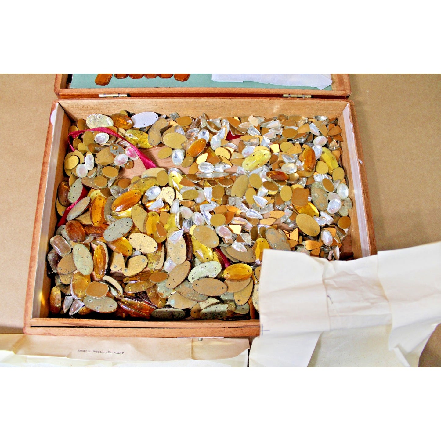 3 lbs Assorted Flat-back Glass Crystal Clear Rhinestone Jewels, West German Rare