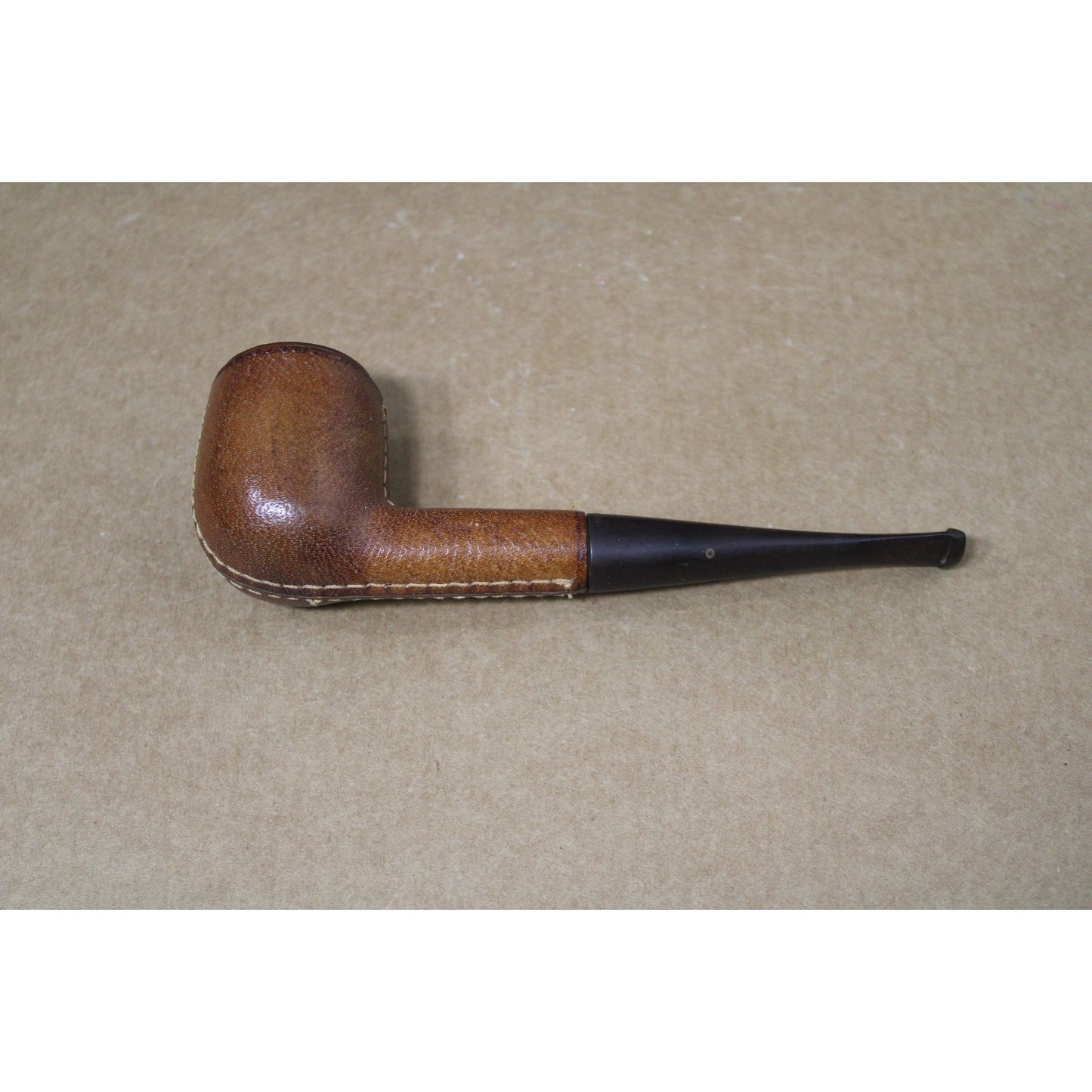 Vintage French Leather-Covered Tobacco Pipe, Jeantet of Saint-Claude