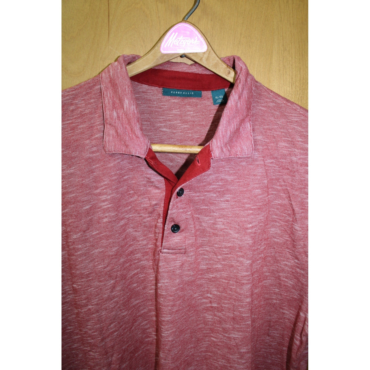 Perry Ellis Men's XL Space-Dye Performance Polo Shirt Heathered Red SPF 25