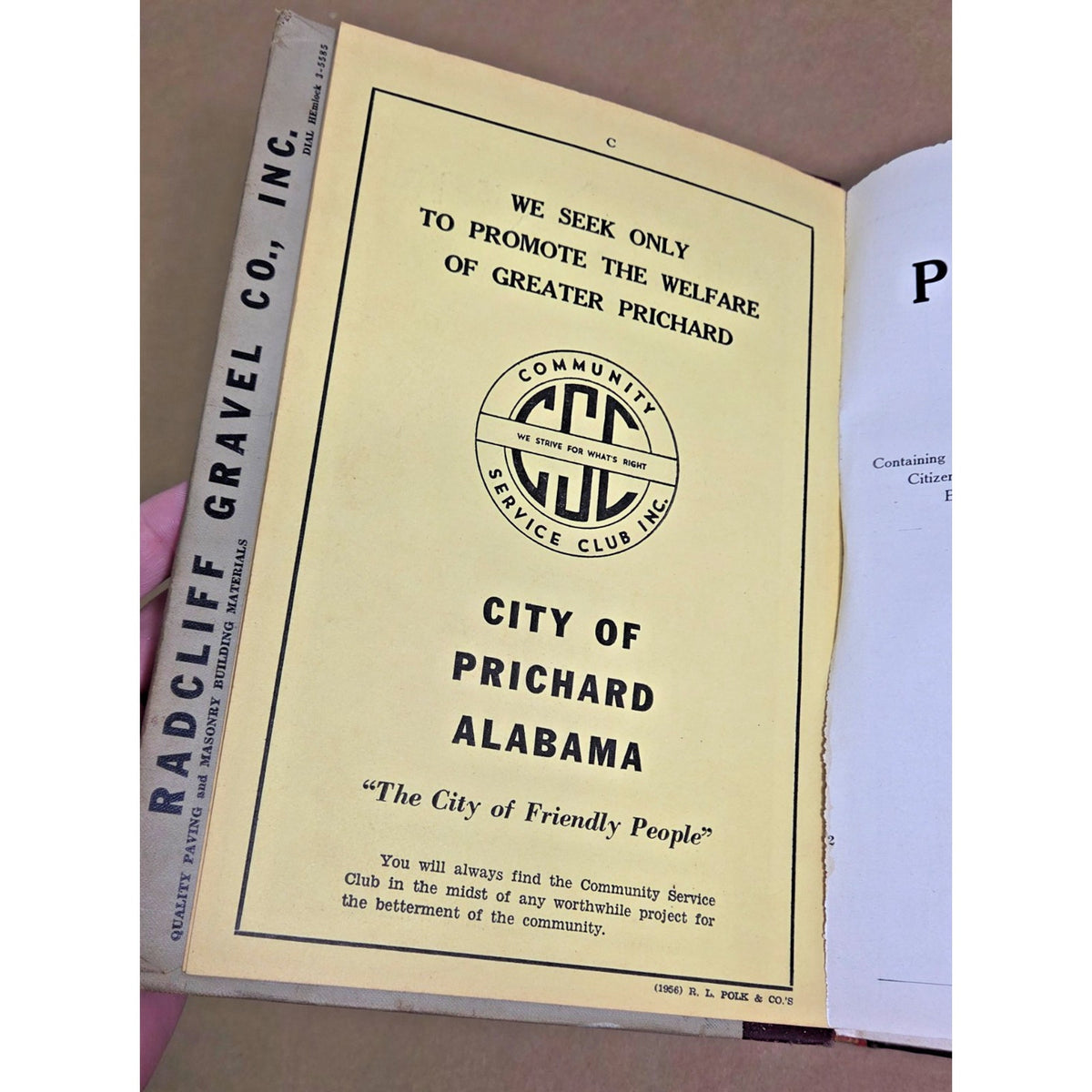 1956 Polk’s Prichard Alabama City Directory - Vintage Mobile County History