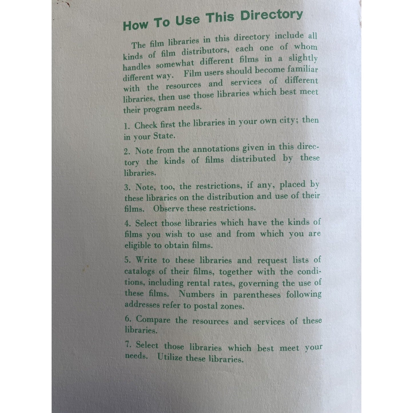 A Directory Of 3660 16mm Film Libraries By US Dept Health Ed & Welfare 1959