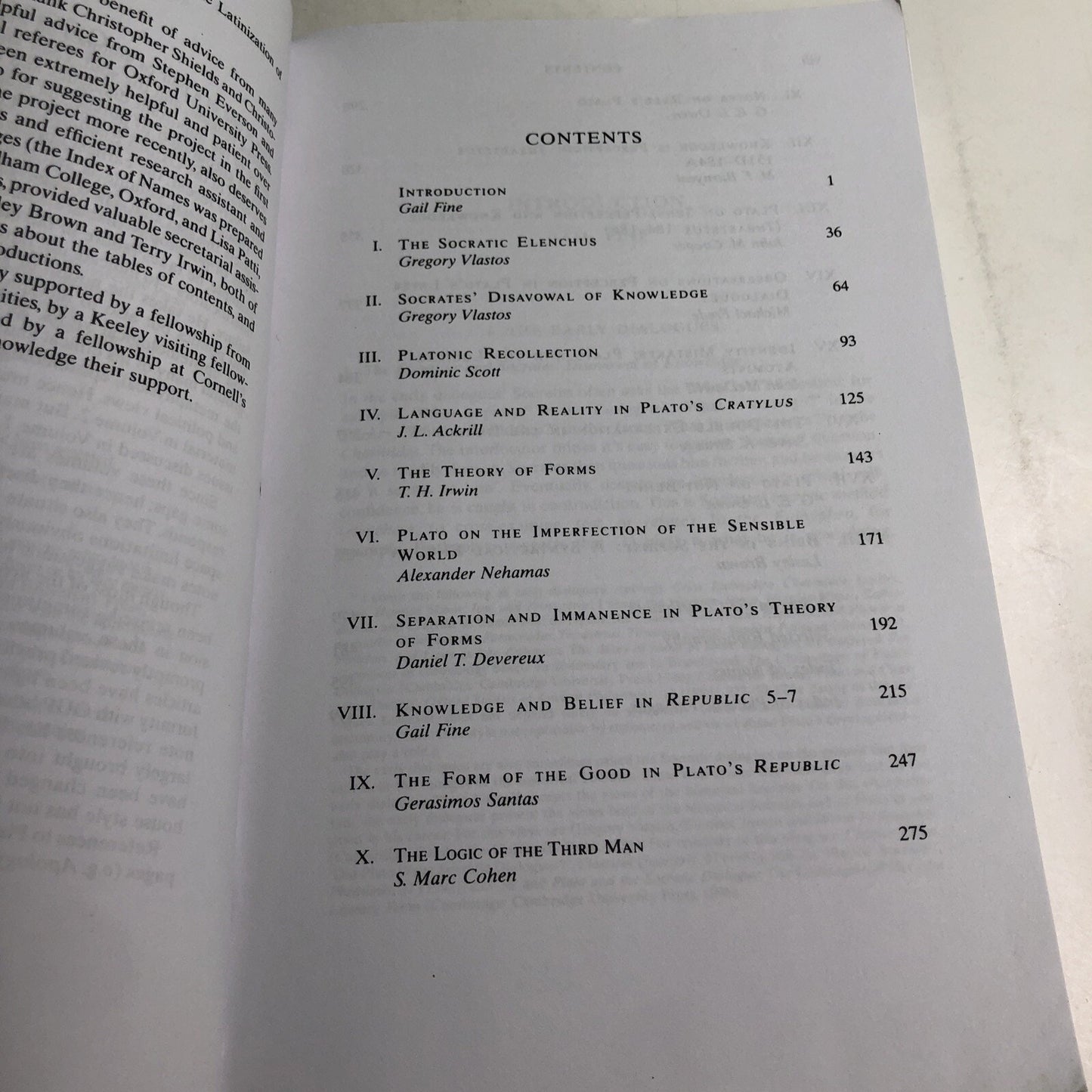 PLATO 1 & 2 by Gail Fine 1999 Oxford Philosophy Paperback