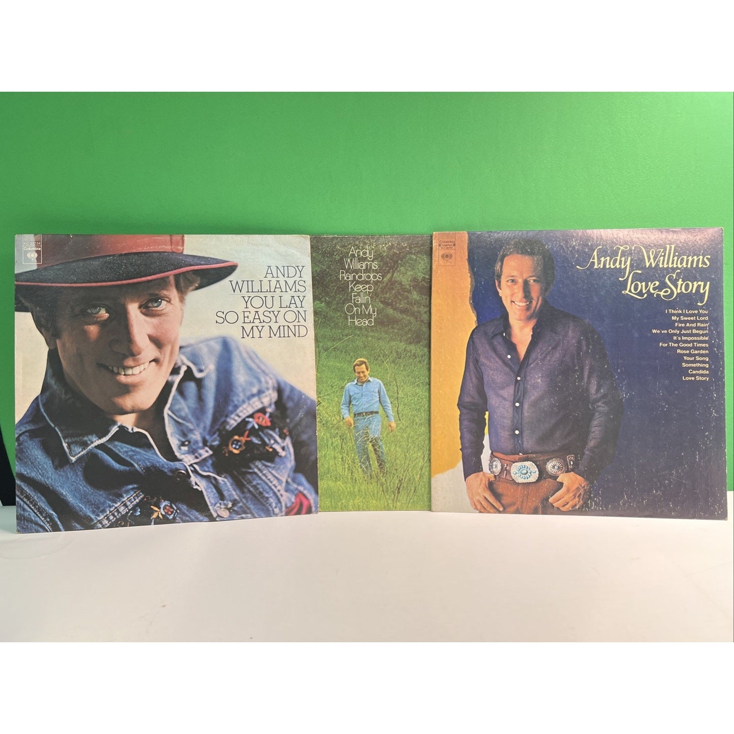 Lot 3 ANDY WILLIAMS Love Story, Raindrops Keep Fallin’, You Lay So Easy LP Album