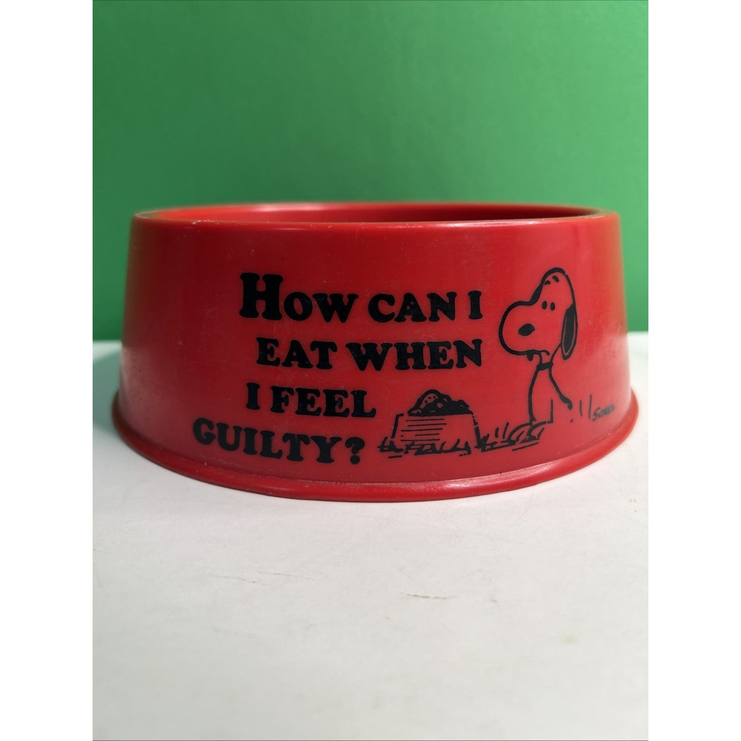 Vintage 1970's Peanuts Snoopy’s Suppertime Dog Dish Red UFS Charles Schulz