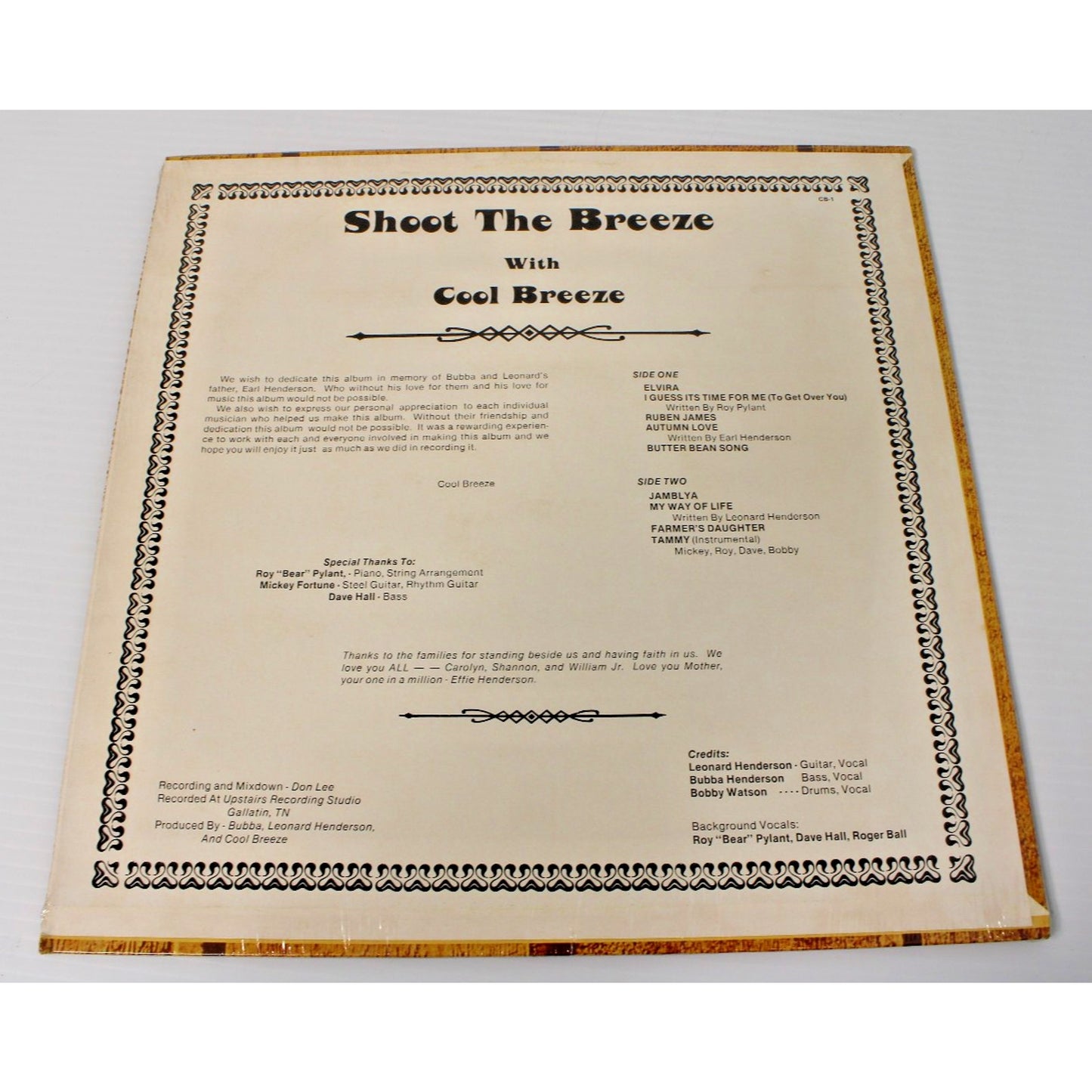 Cool Breeze- Shoot the Breeze, Upstairs Recording Studio, Gallatin, TN