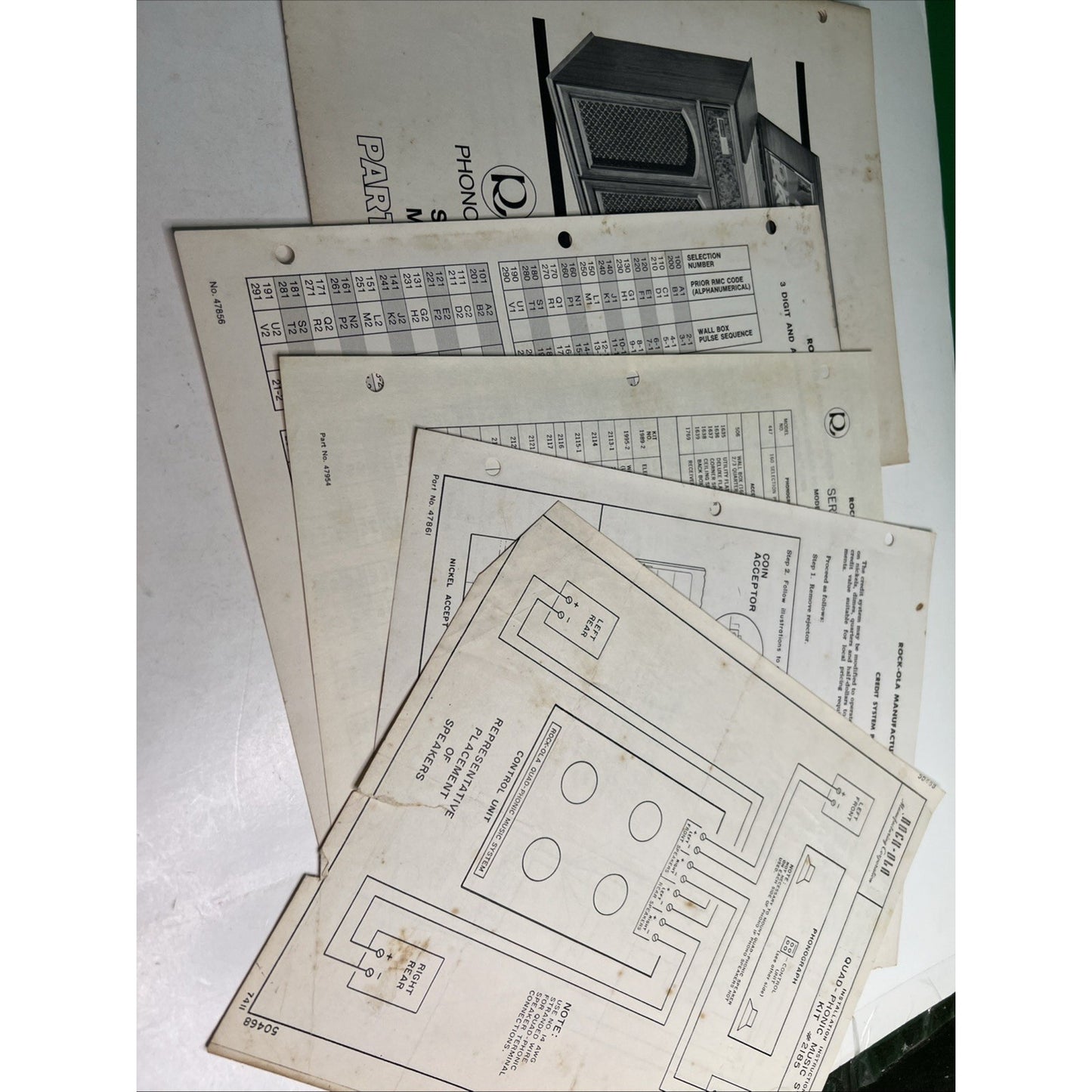 Original Rock-Ola Model 447 448 449 Jukebox Phonograph Parts Catalog Supplement