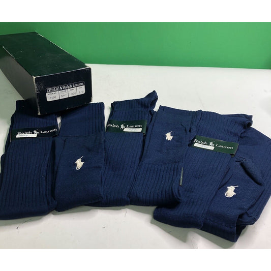 Vintage Polo Ralph Lauren SOCKS 6 PAIR 10.5 Navy Style No. 7100 Boxed Set