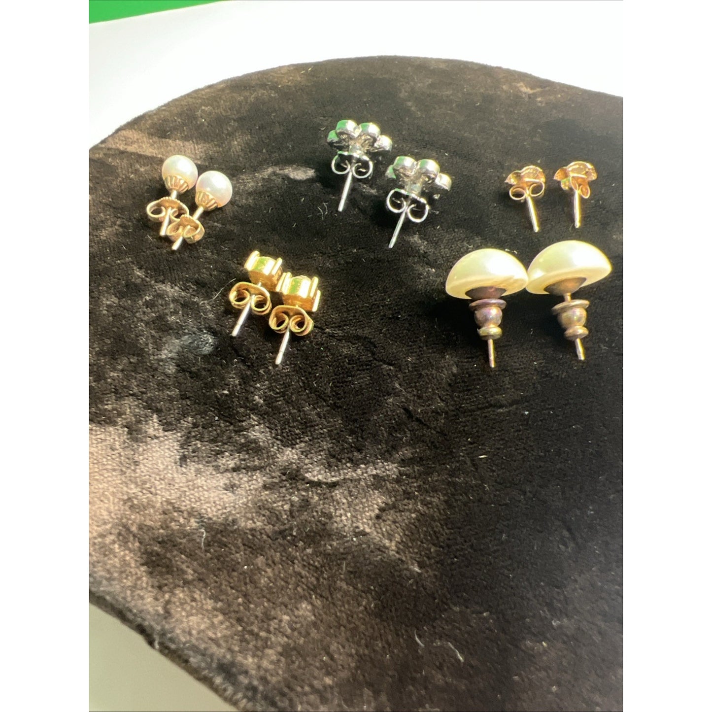 LOT OF MIXED STUD POST EARRINGS 5 PAIRS Variety