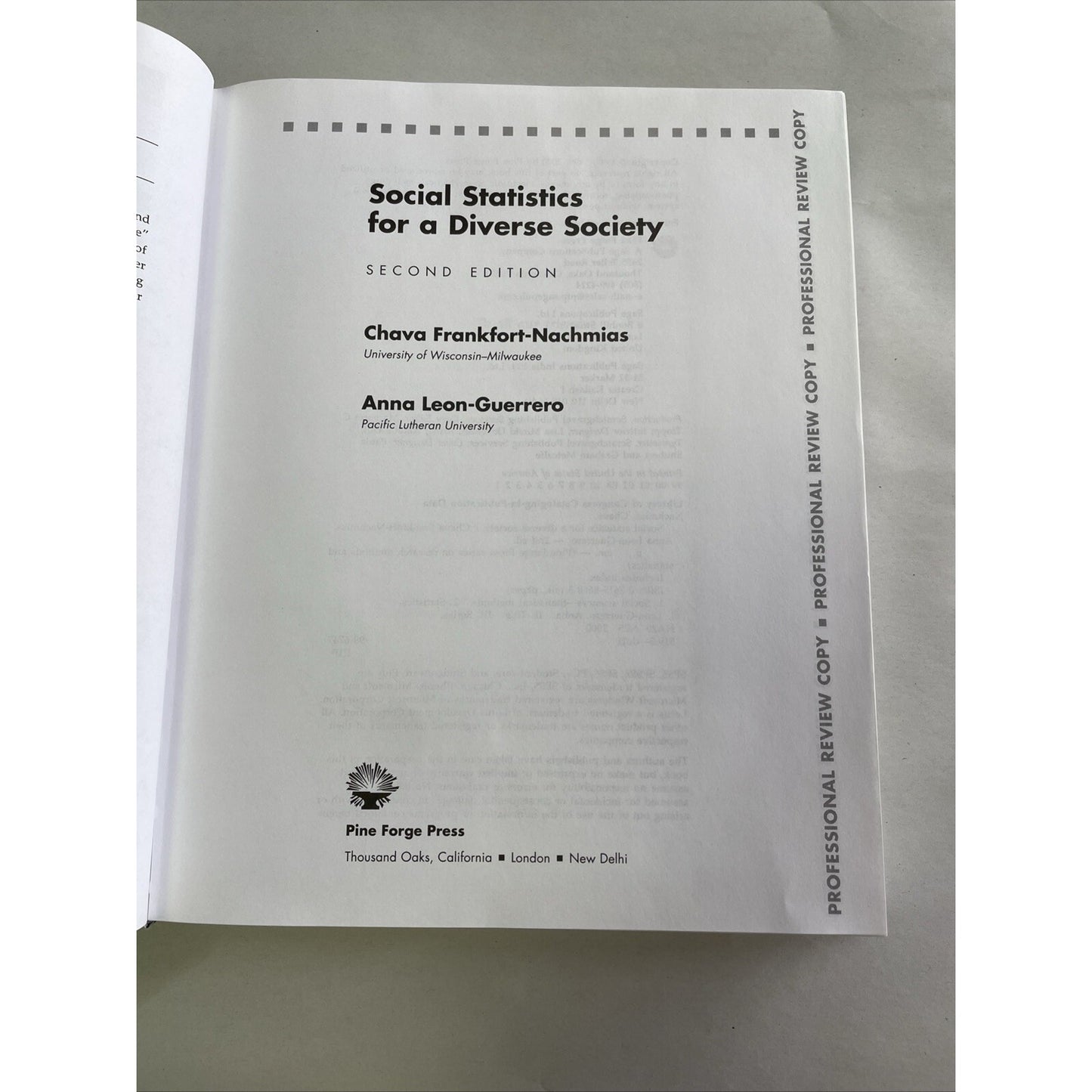 Social Statistics for a Diverse Society by Chava Frankfort-Nachmias (HC, 2000)