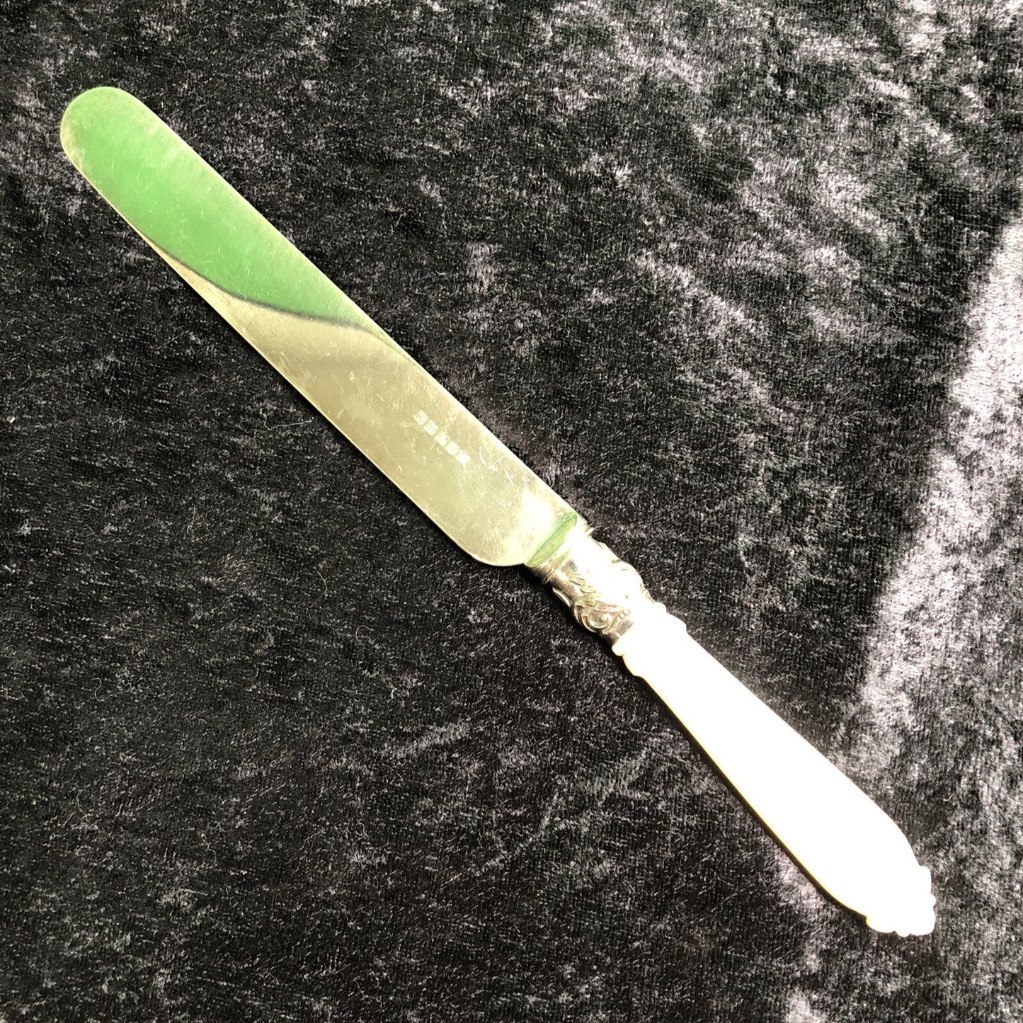 Vintage Dessert Knife with Mother of Pearl Handle Hallmarked 10” Long