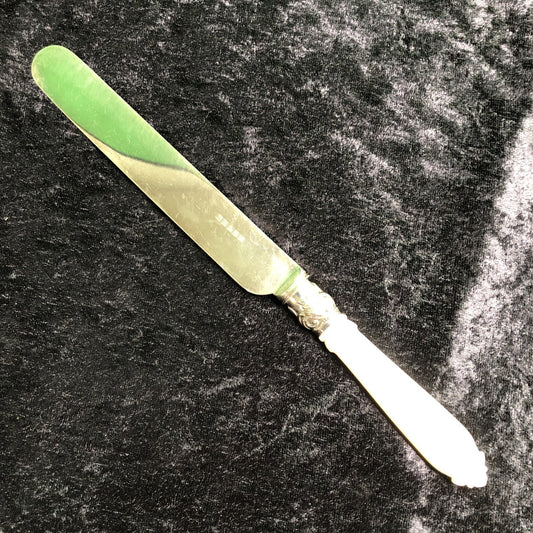 Vintage Dessert Knife with Mother of Pearl Handle Hallmarked 10” Long