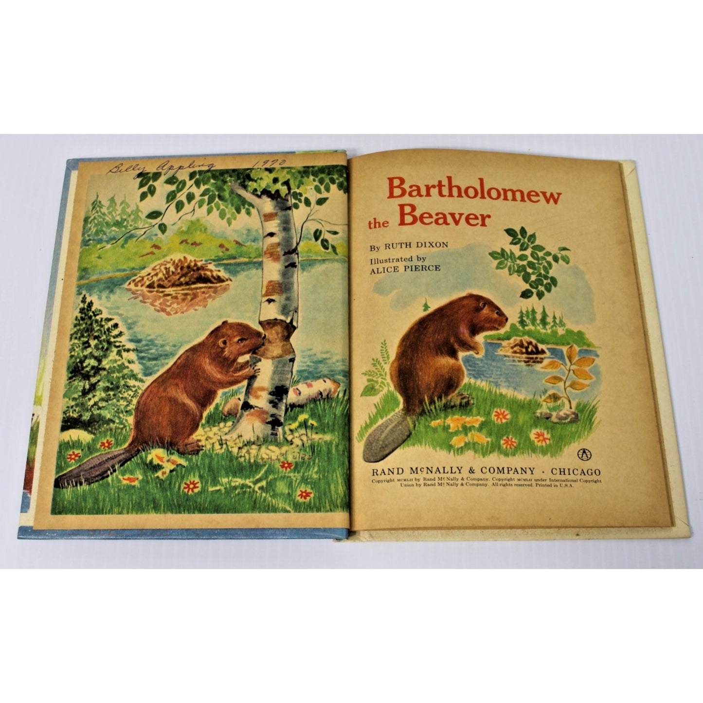 Rare 1952 Junior Elf Book- Bartholomew the Beaver by Ruth Dixon, Rand McNally