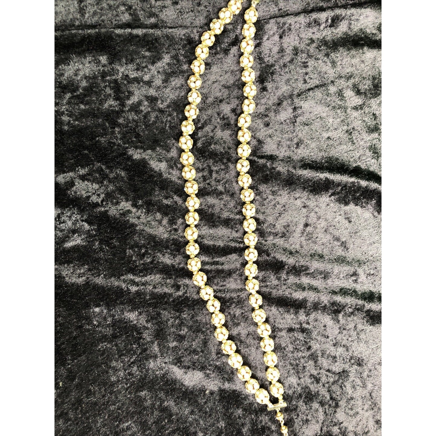 VTG Double Strand Elegant Choker Necklace Goldtone Rhinestones 16” Adjustable