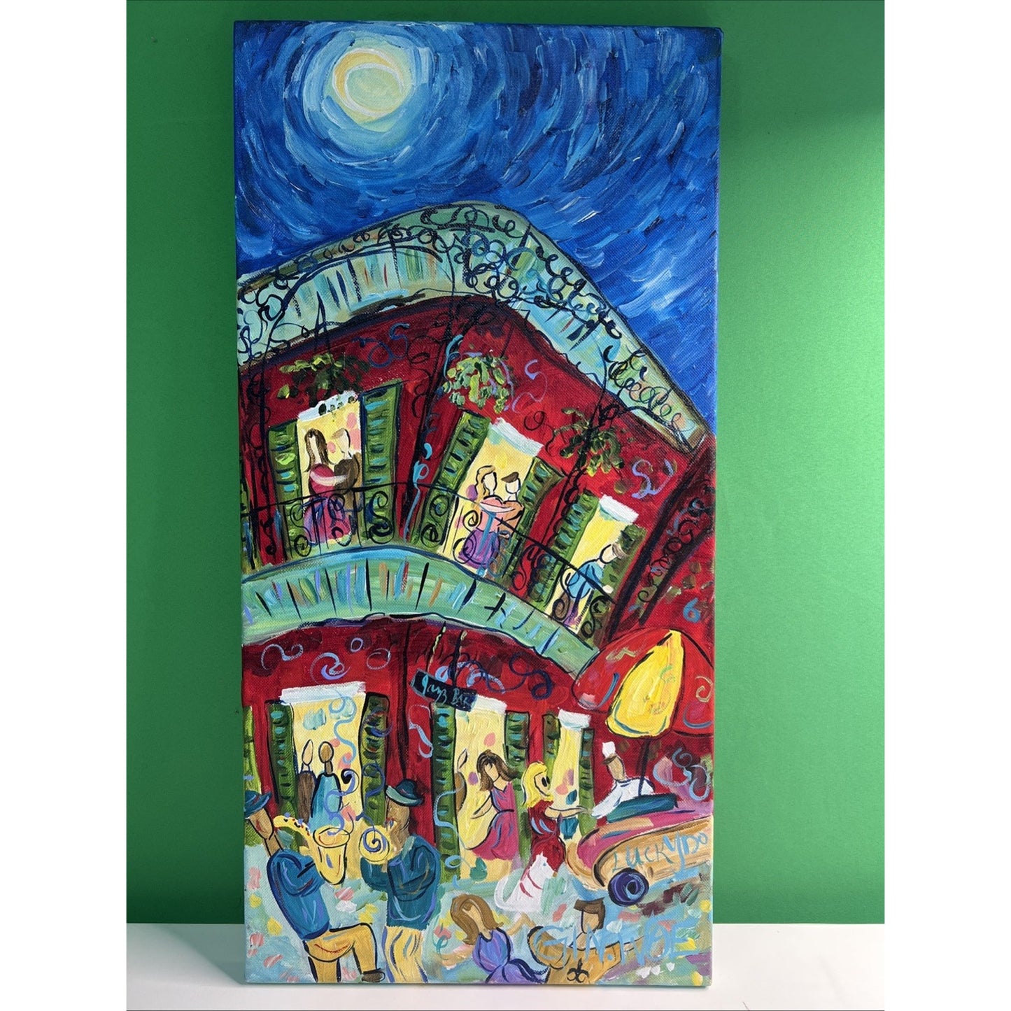 Mobile Alabama Artist Ginger Woechan Original Canvas Street Art “Red On Royal”