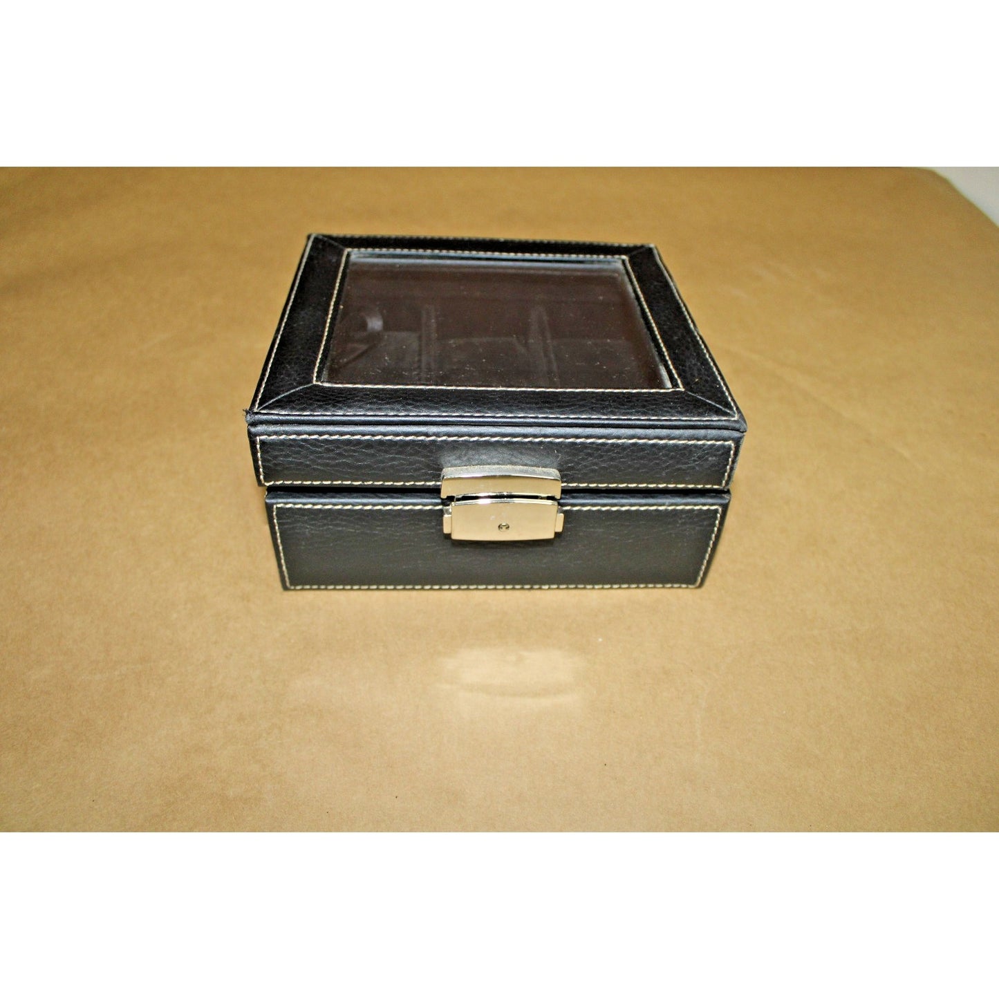 Luxury Watch Jewelry Box Bracelets Storage Leather Displa Top Clasp Black